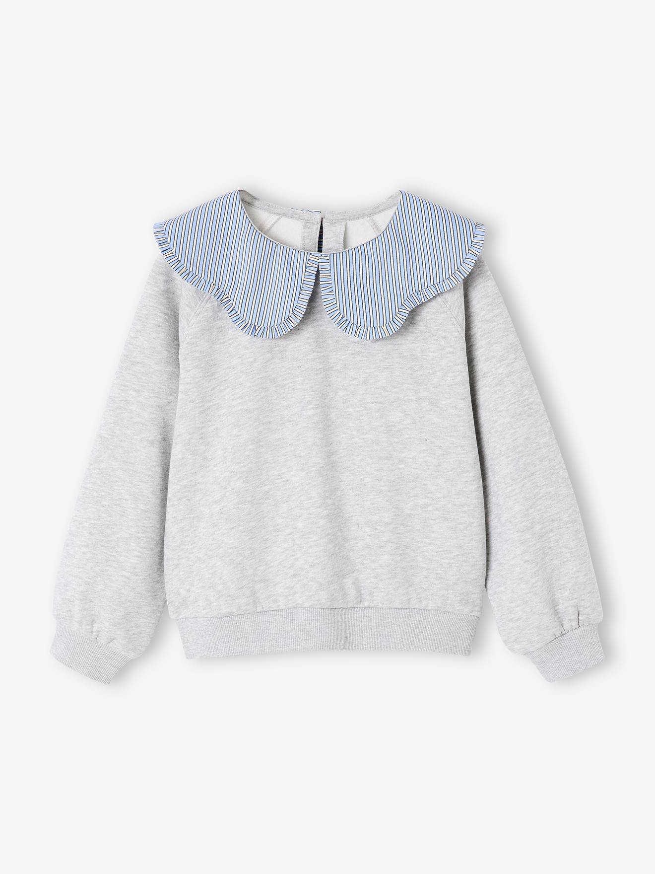 Mädchen Sweatshirt mit breitem Kragen