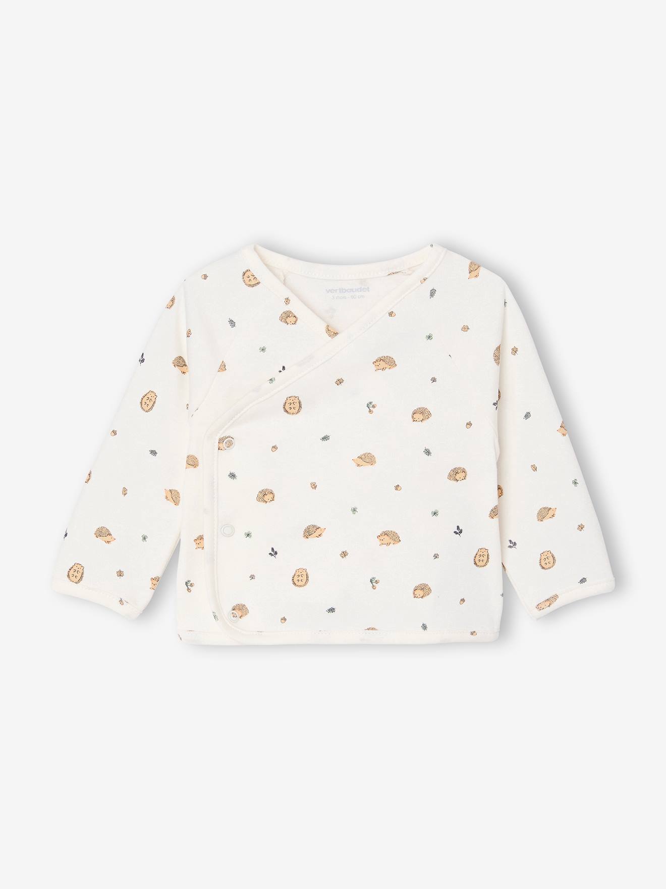 Langarm-Wickeljacke für Neugeborene Bio-Baumwolle BASIC salbei
