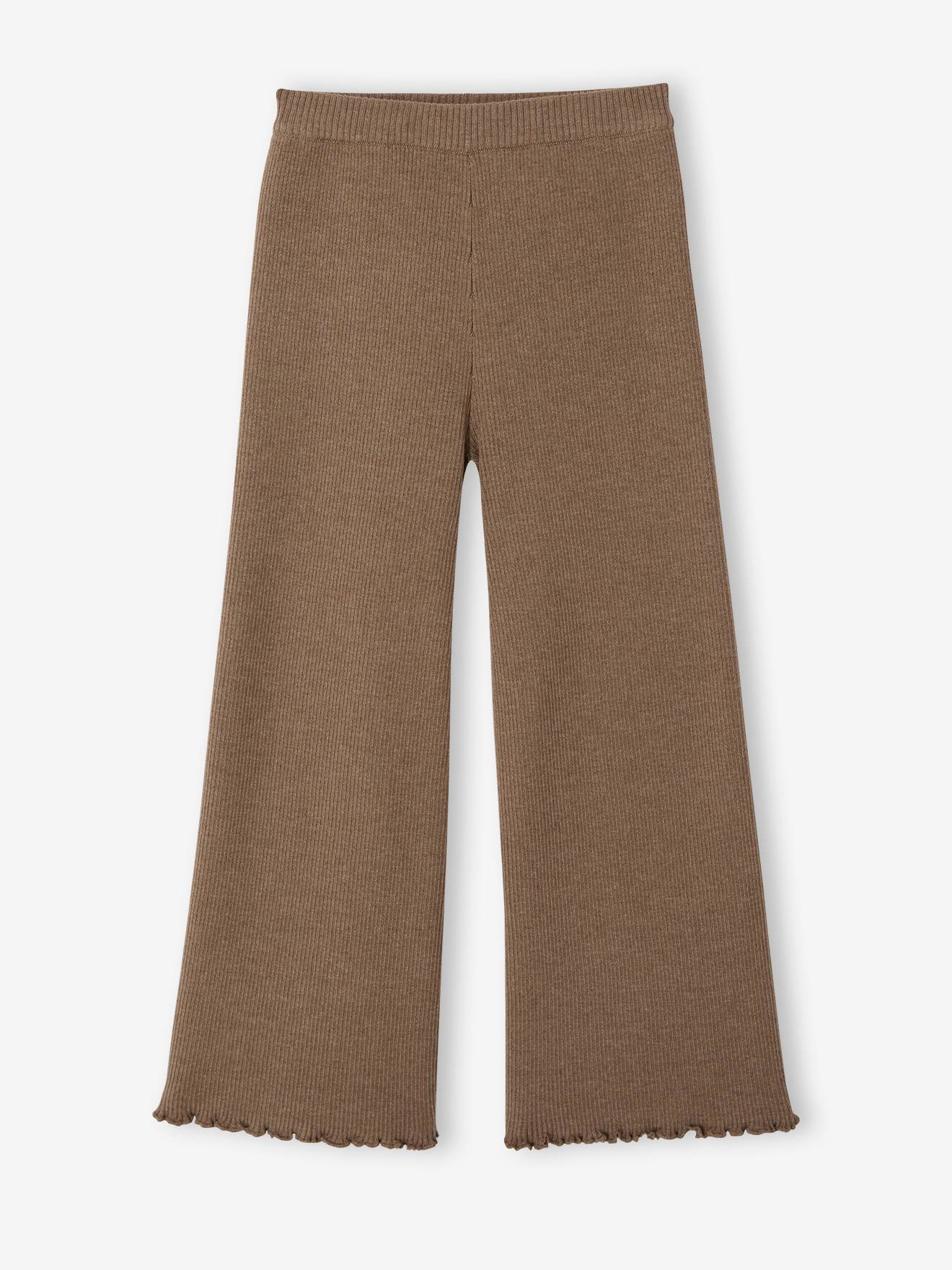 Rippstrick-Leggings Wide-Leg mit Rüschen