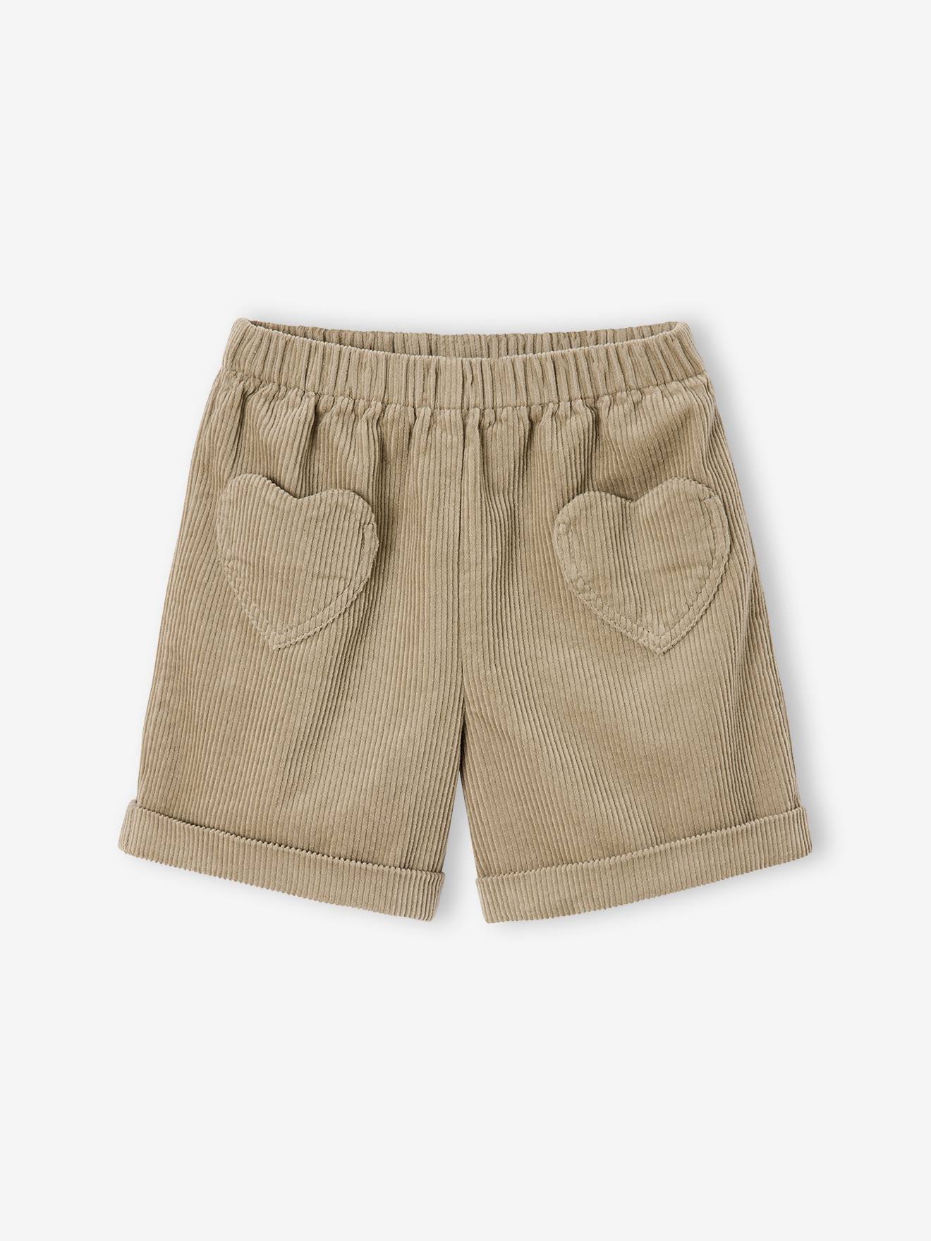 Mädchen Cord-Shorts mit Herztaschen und Dehnbund