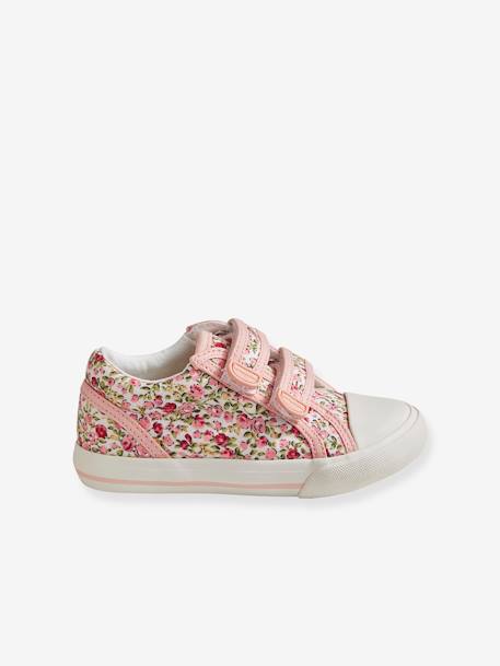 Mädchen Klett-Sneakers, Anziehtrick - hellblau+rosa geblümt+weiß/gelb geblümt - 9