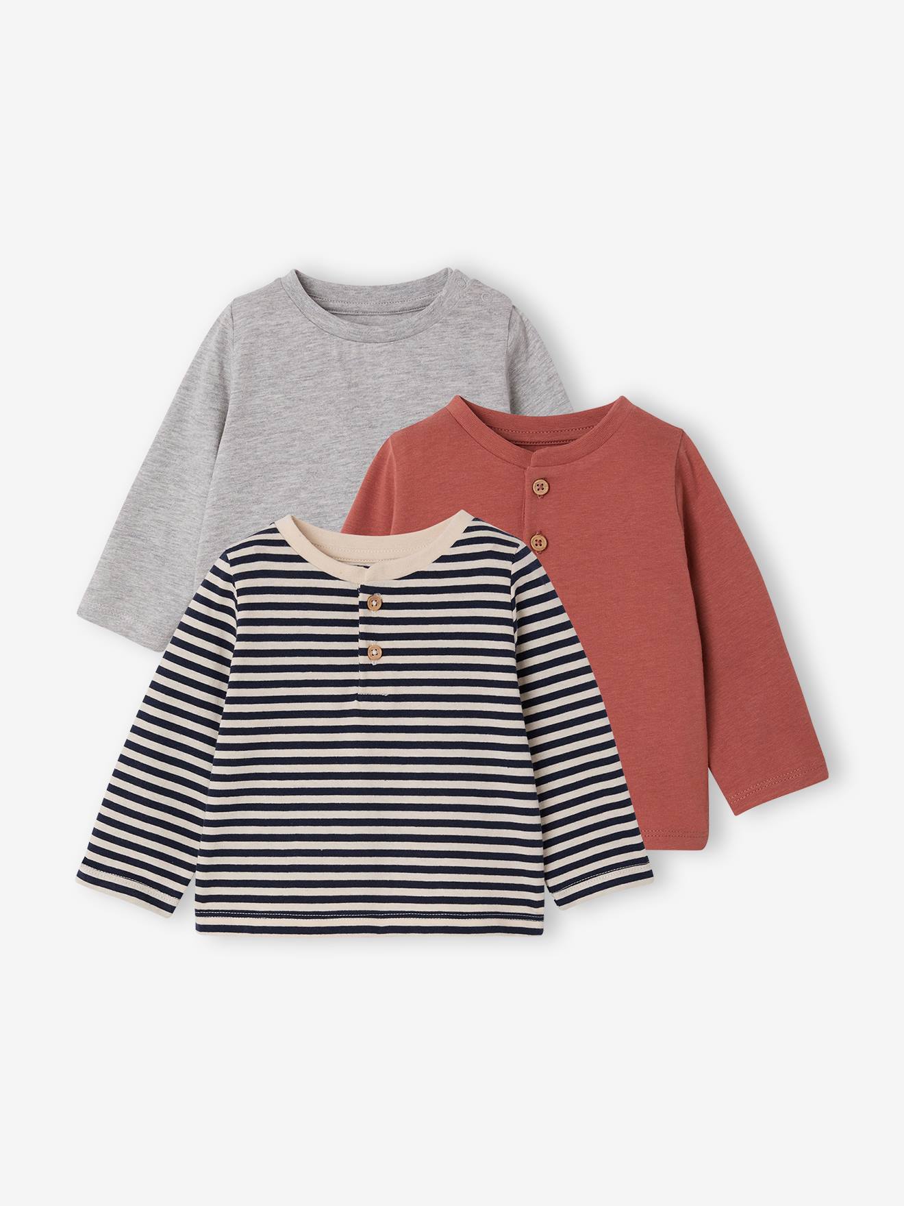 3er-Pack Baby Shirts Bio-Baumwolle BASIC