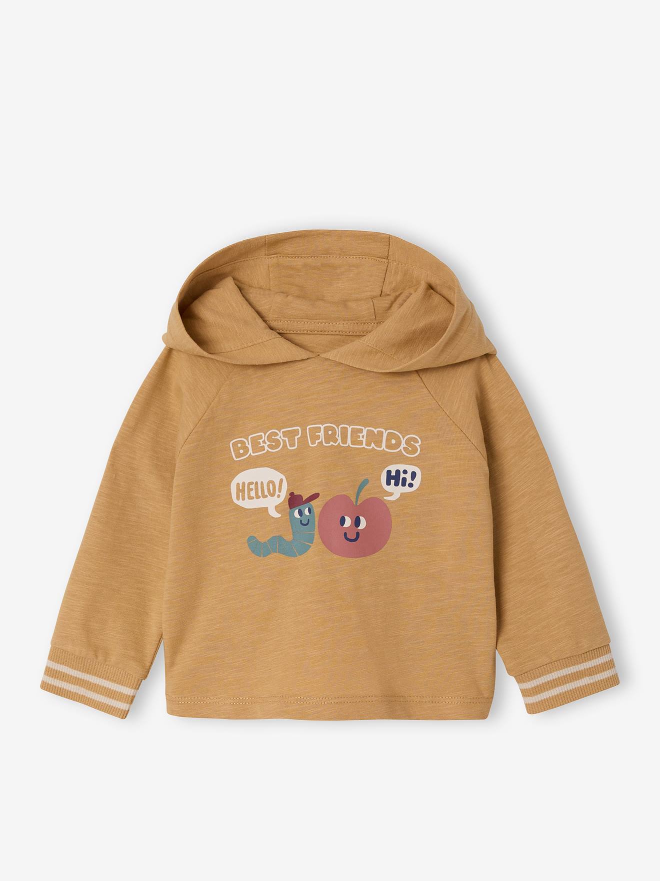 Baby Shirt mit Kapuze & Print Bio-Baumwolle ocker