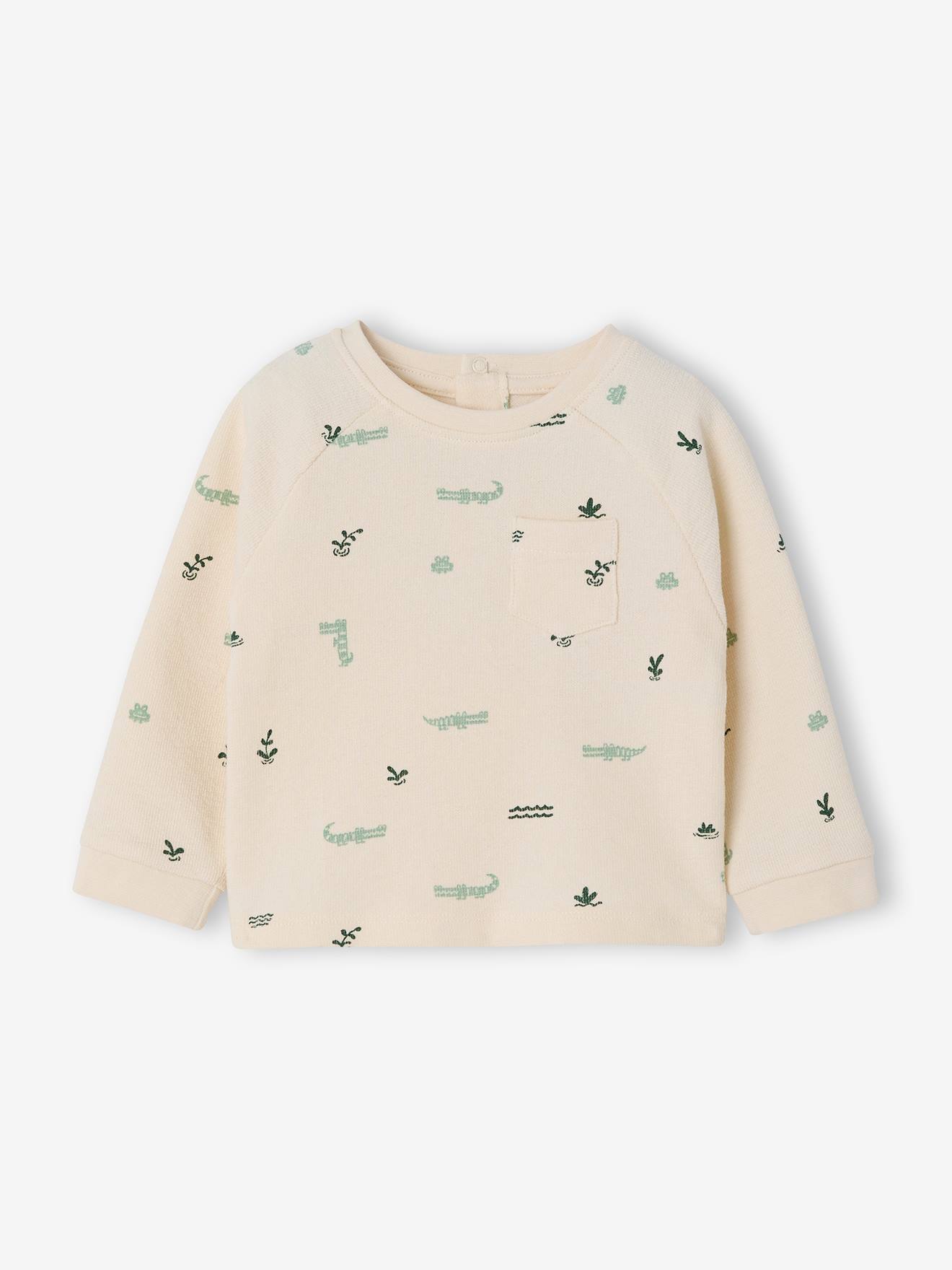Baby Shirt mit Brusttasche und Druckknöpfen am Rücken vanille