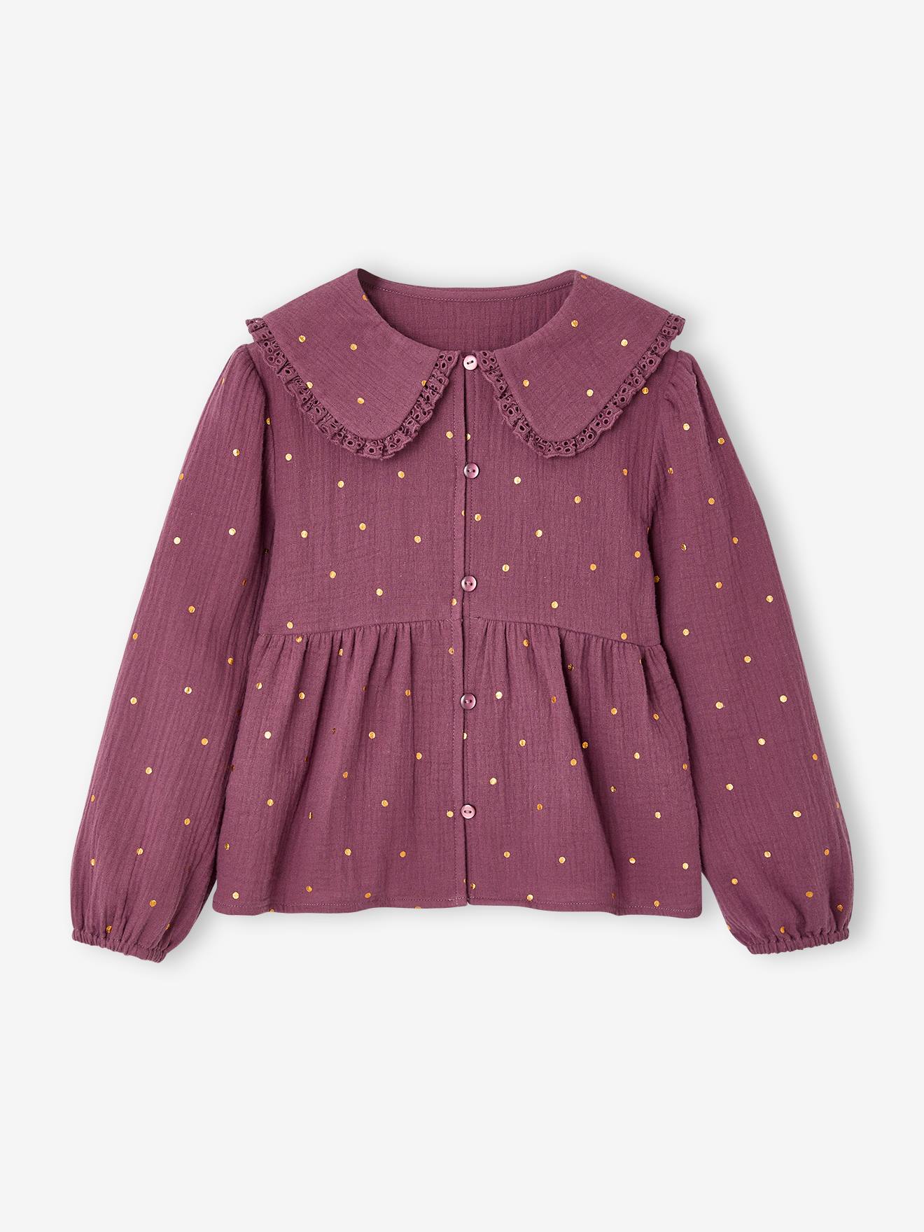 Langärmelige Mädchen Bluse aus Musselin