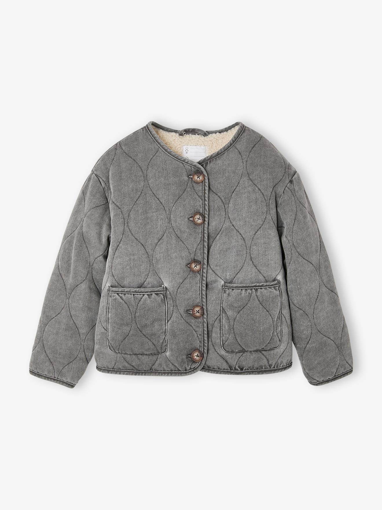 Steppjacke mit Teddyfleece-Futter & Wellensteppung Mädchen