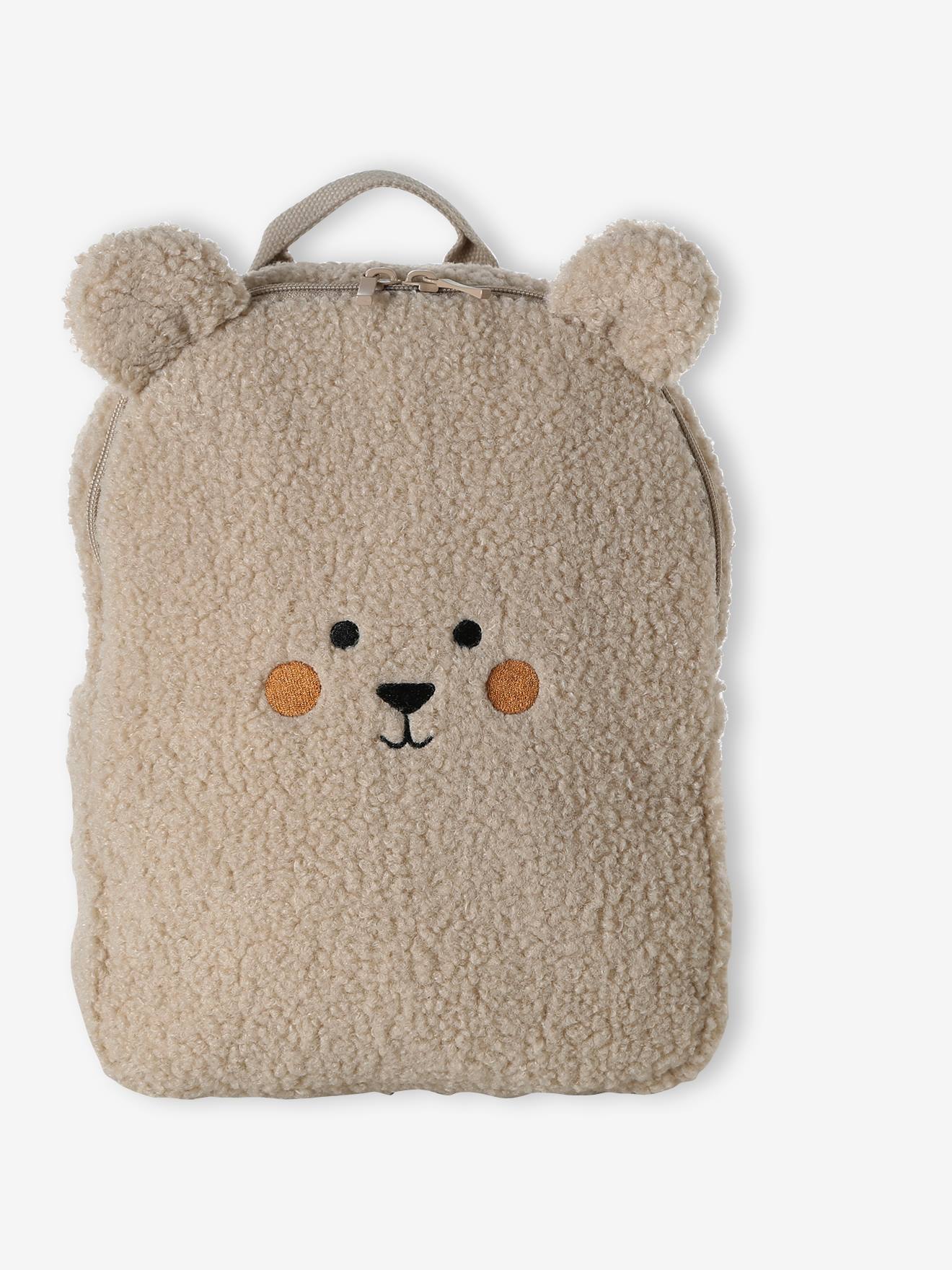 Kinder Rucksack EISBÄR aus Teddyfleece sandfarben