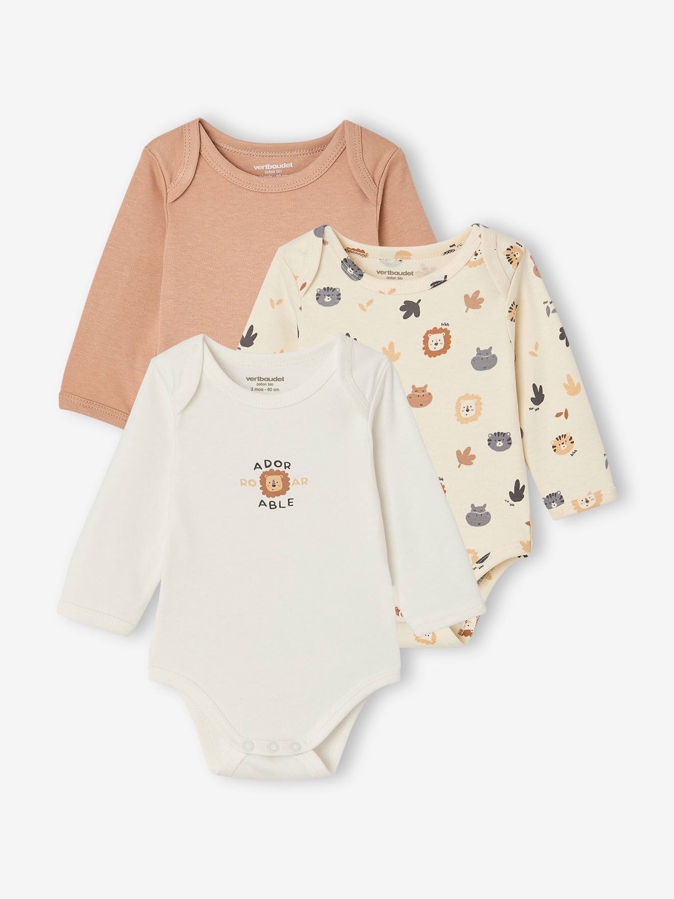 Langarm-Bodys Baby im 3er-Pack Baumwolle