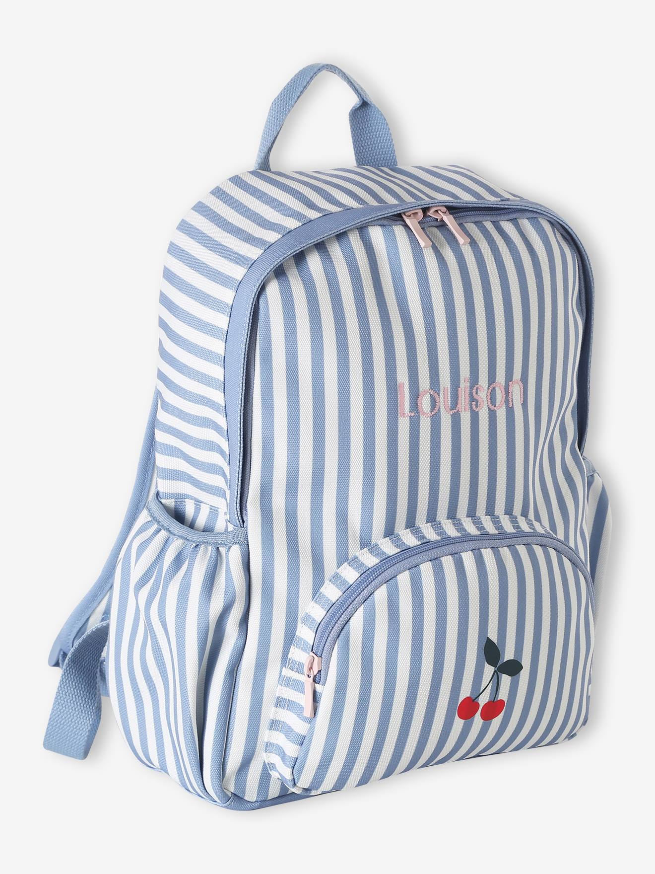 Gestreifter Rucksack KIRSCHEN Mädchen personalisierbar