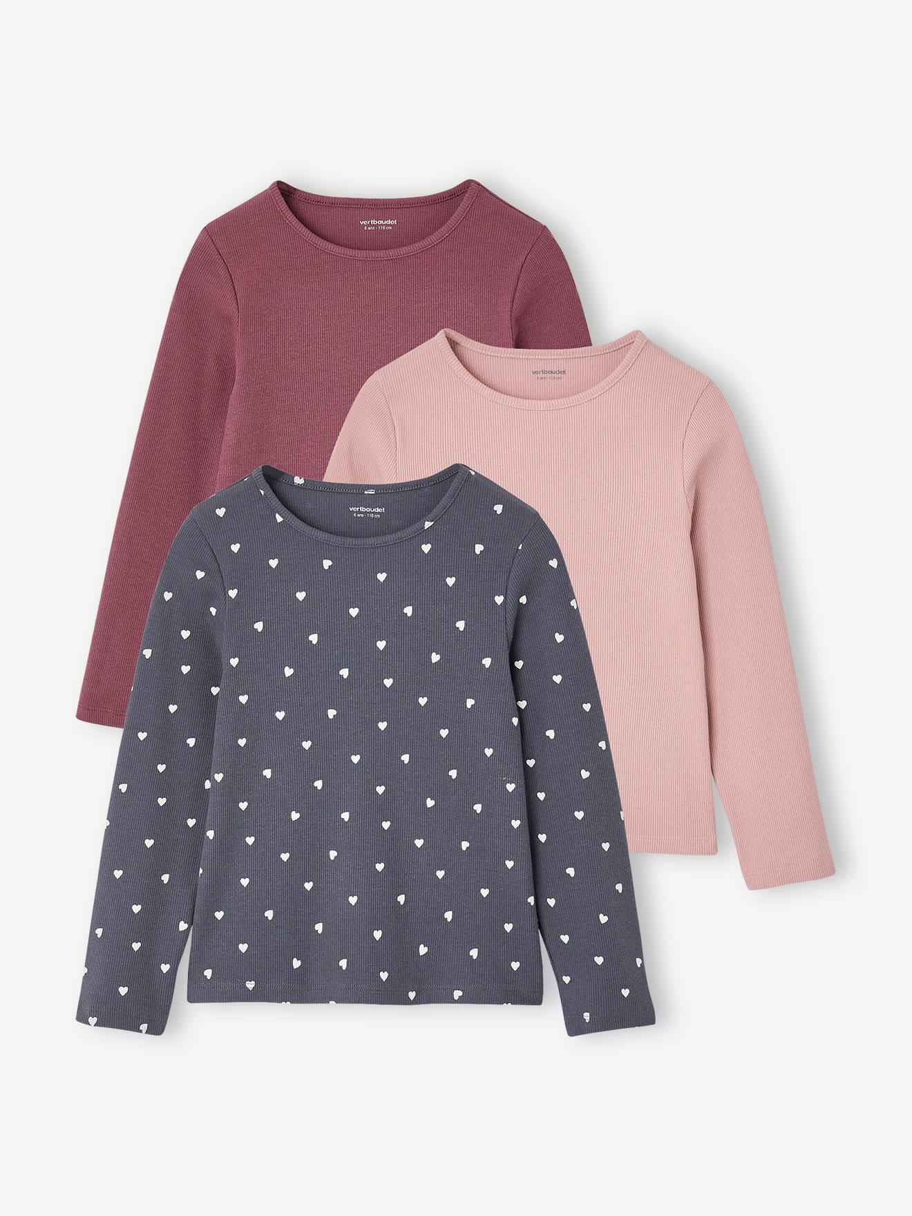 3er-Pack Shirts mit langen Ärmeln Mädchen BASIC