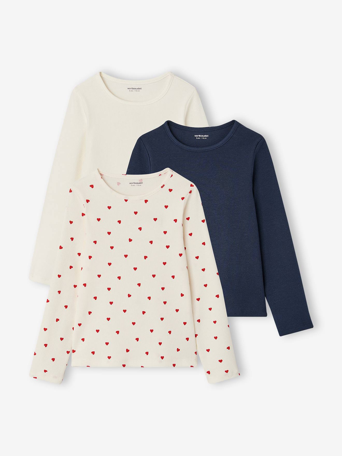 3er-Pack Shirts mit langen Ärmeln Mädchen BASIC