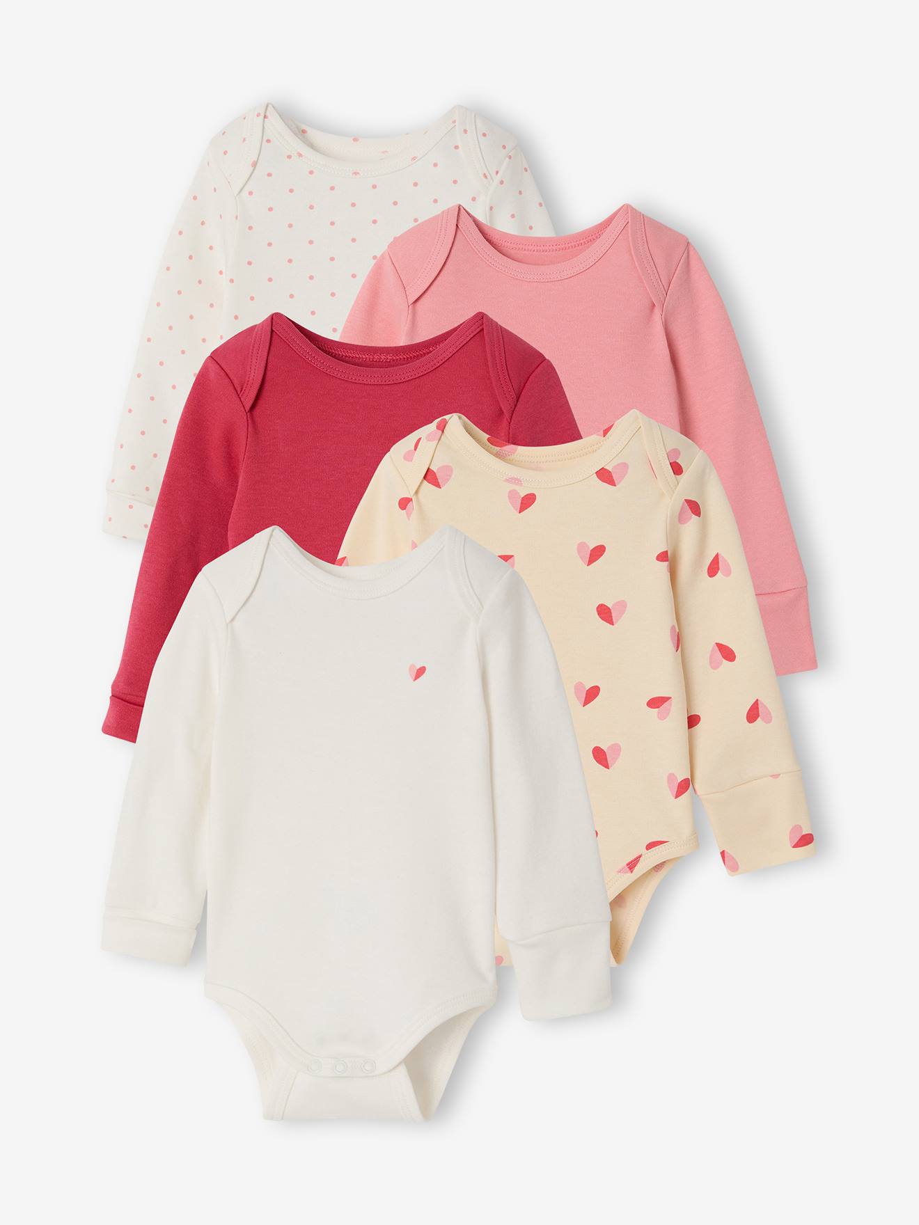 Langarmbodys 5er-Pack Baby Mädchen Bio-Baumwolle