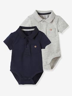 Festliche Kinderkleidung-Babymode-2er-Pack Baby Bodys für Neugeborene, Polokragen Oeko-Tex®