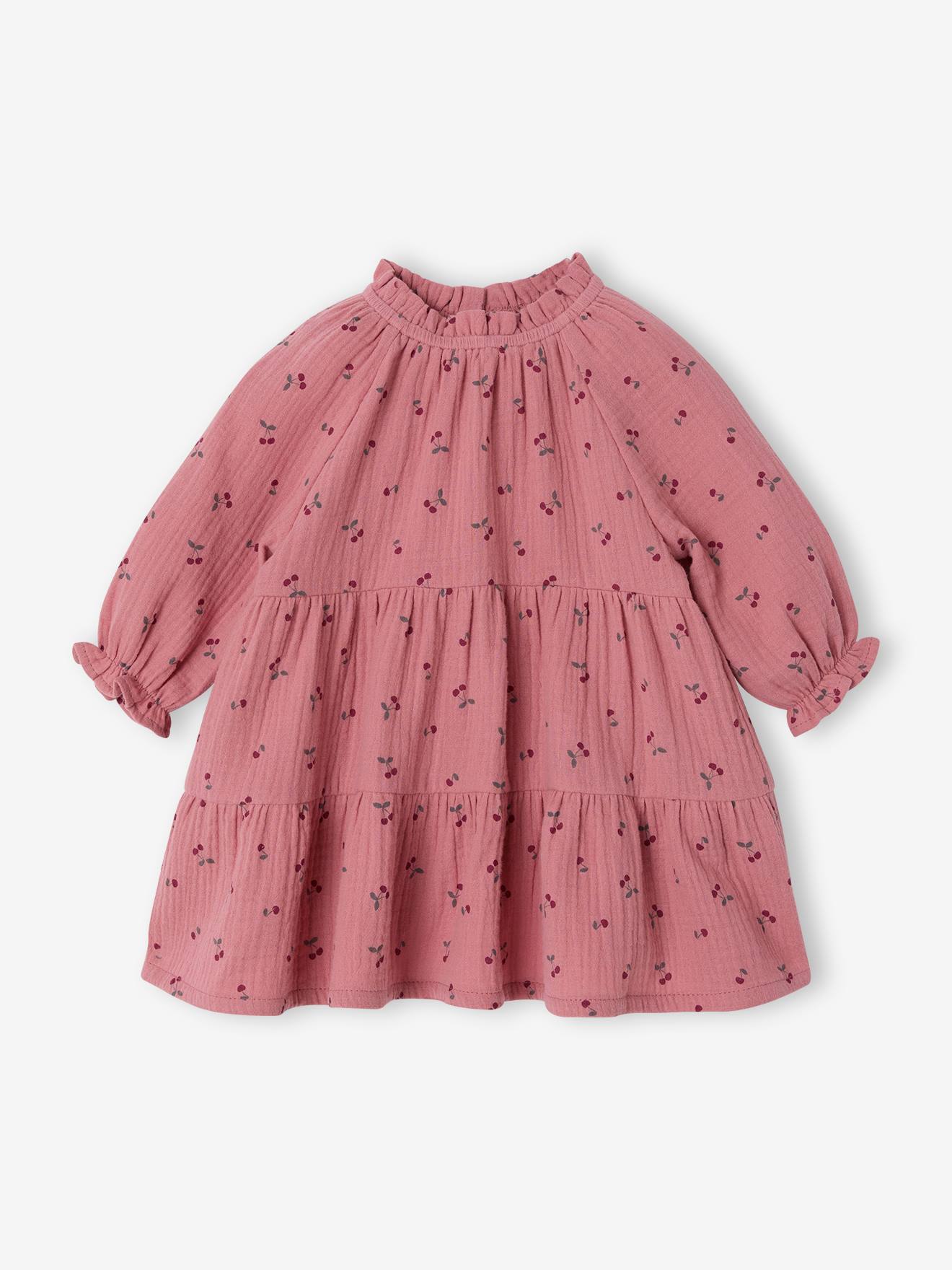 Mädchen Baby Volantkleid aus Baumwollmusselin