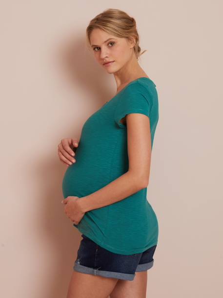 Henley-Shirt für Schwangerschaft & Stillzeit Oeko-Tex - dunkelgrün+dunkelrosa+schwarz - 6