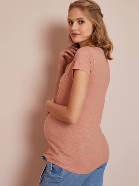 Henley-Shirt für Schwangerschaft und Stillzeit Oeko-Tex® - dunkelgrün+dunkelrosa - 9