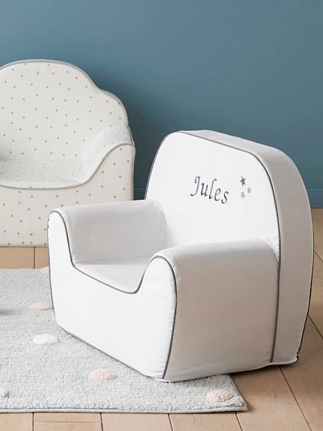 Kinderzimmer Sessel, personalisierbar - hellgrau meliert+pfirsich - 5