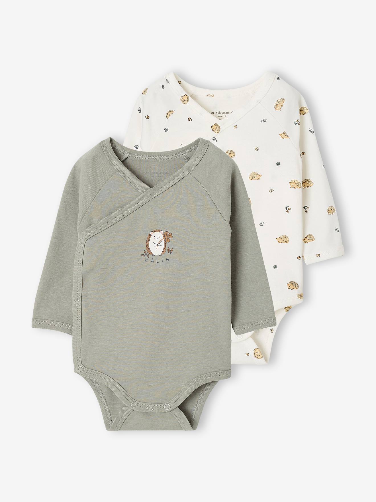 2er-Pack Baby Wickelbodys langarm salbei