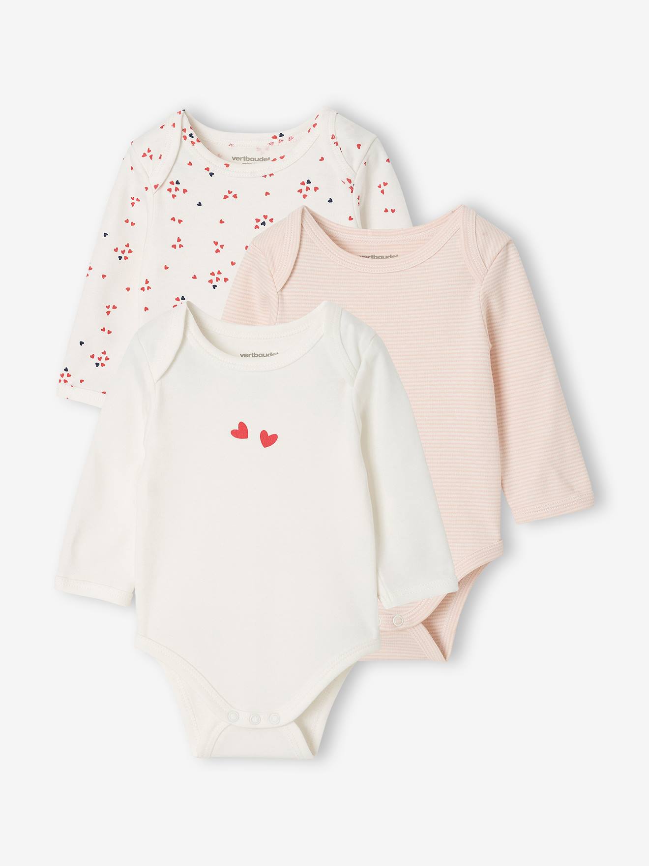 3er-Pack Langarm-Bodys Baby Baumwolle