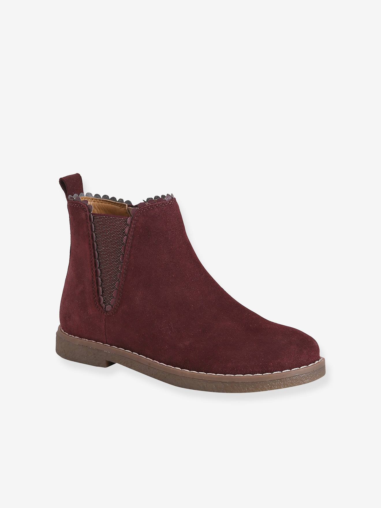 Mädchen Leder-Boots mit Zierborte