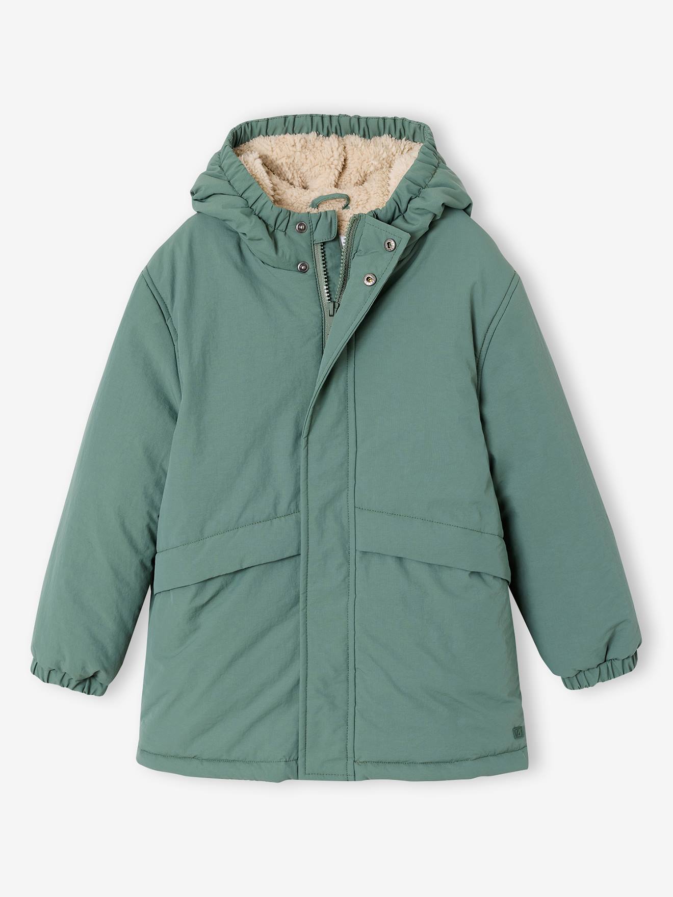 Jungen Winterparka mit Webpelzfutter salbei