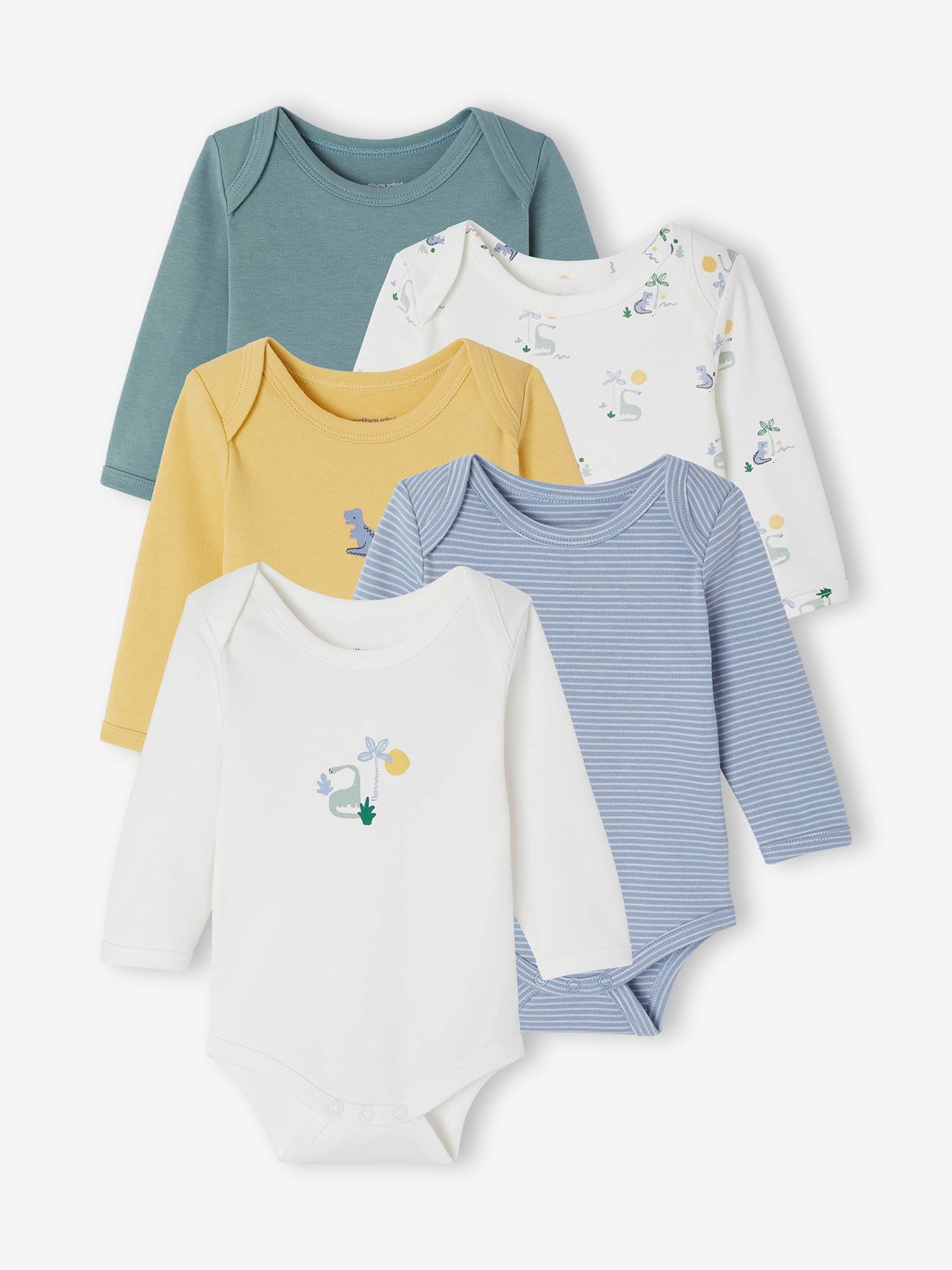 5er-Pack Baby Schlupfbodys mit Dinosauriermotiven