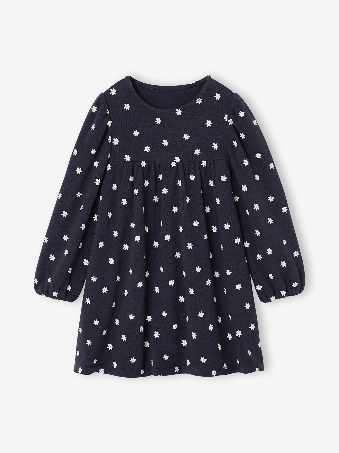 Bedrucktes Mädchen Jerseykleid mit langen Ärmeln