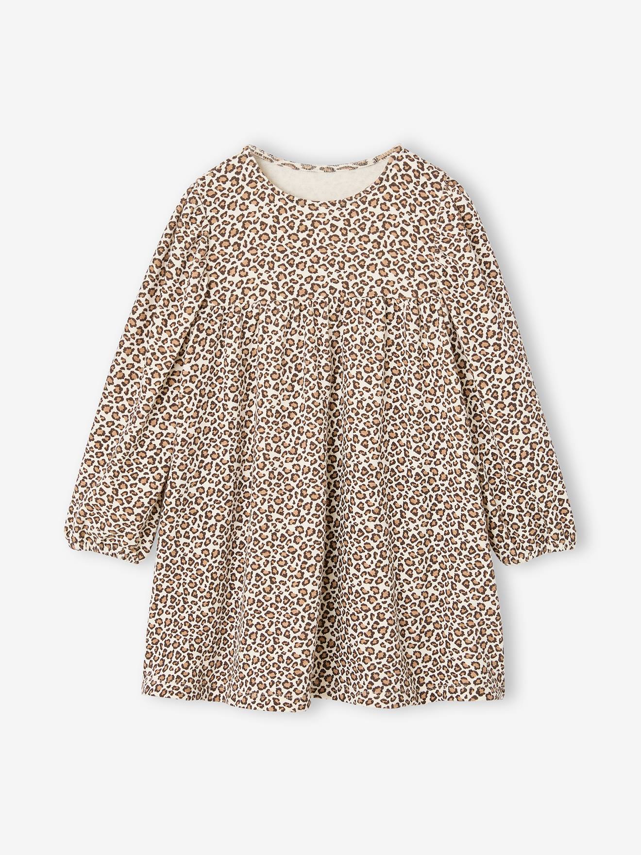 Bedrucktes Mädchen Jerseykleid mit langen Ärmeln leo