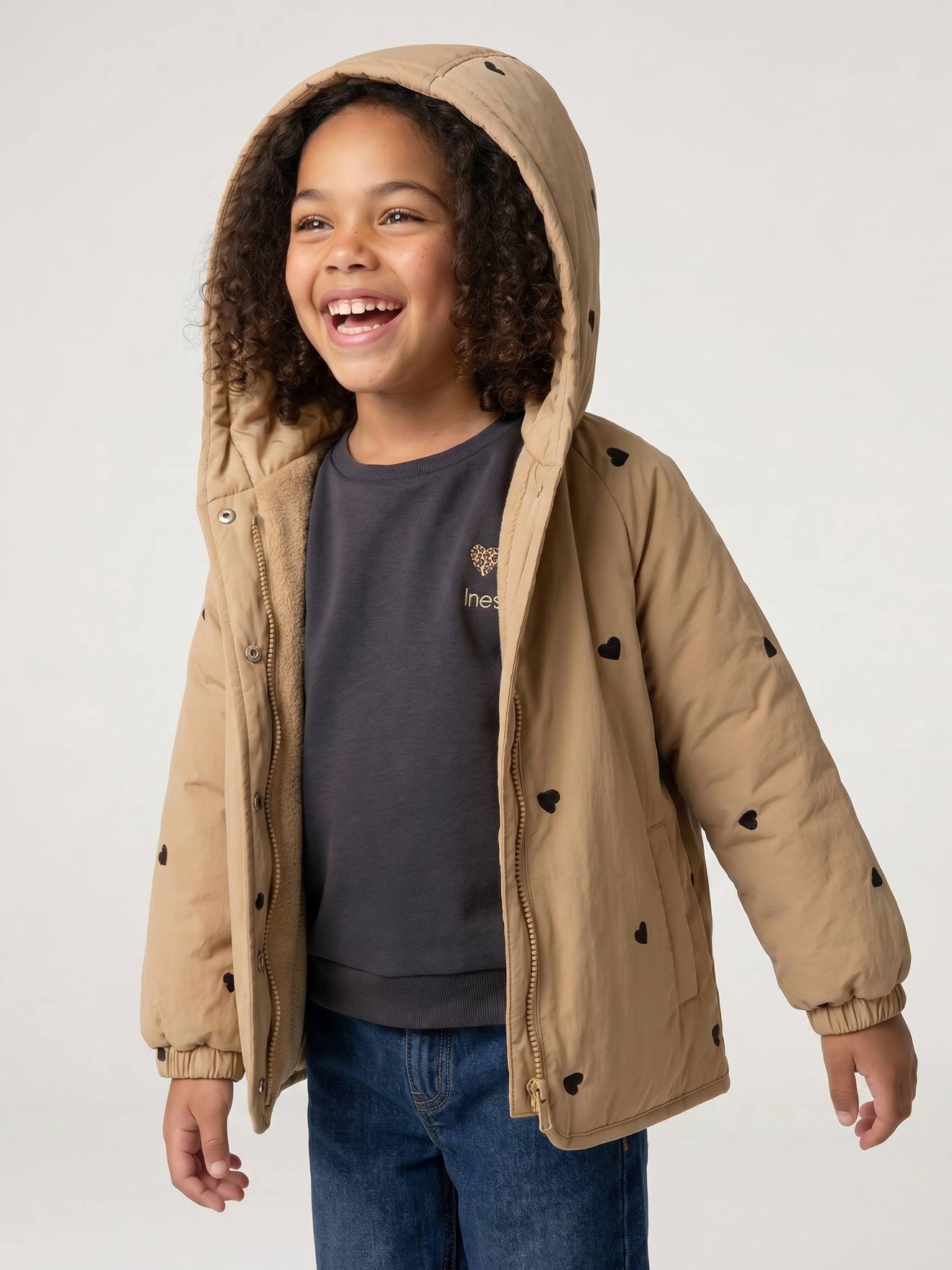 Steppjacke mit Blumenstickerei Mädchen