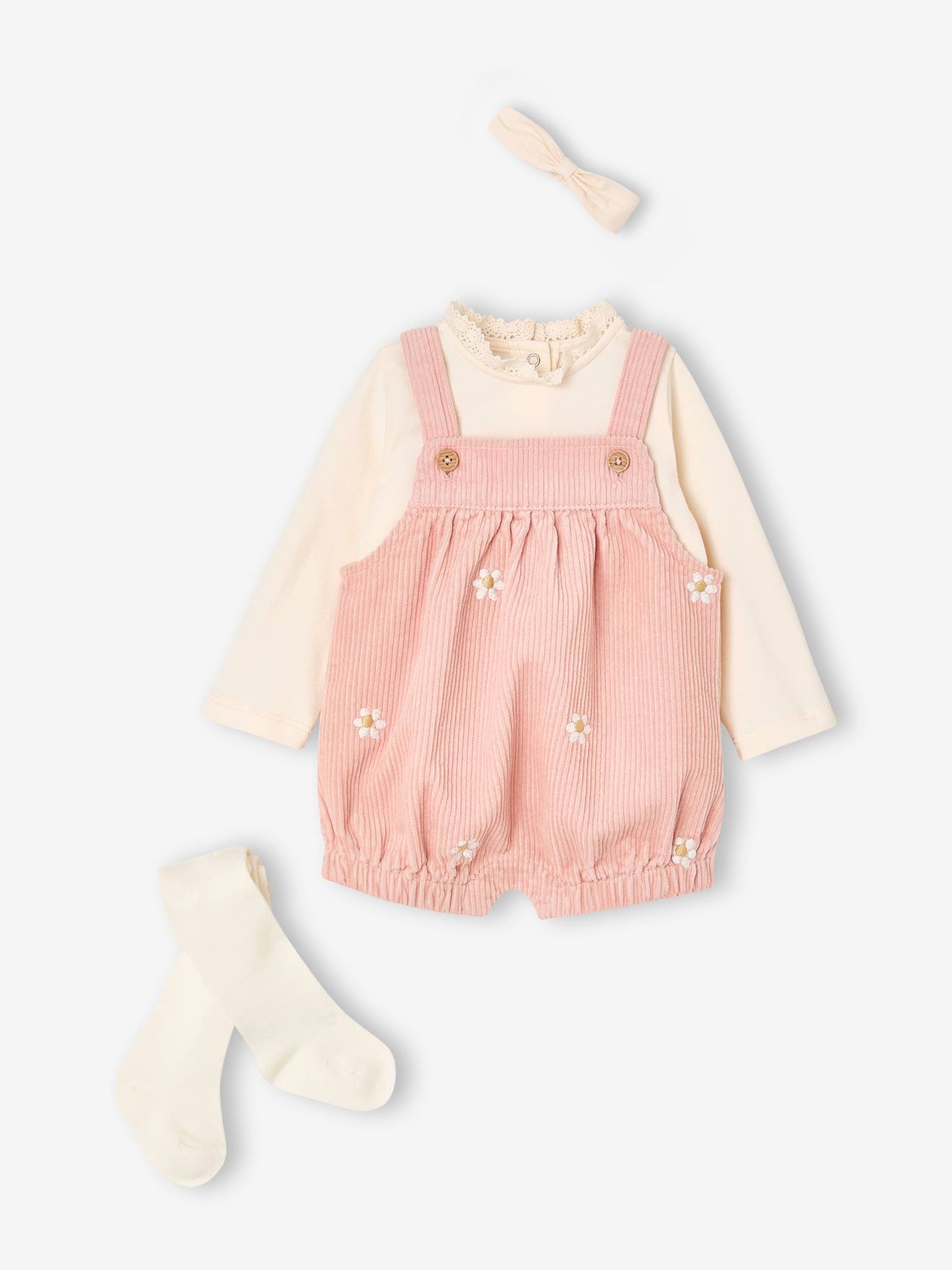 Baby-Set aus Cord-Latzhose