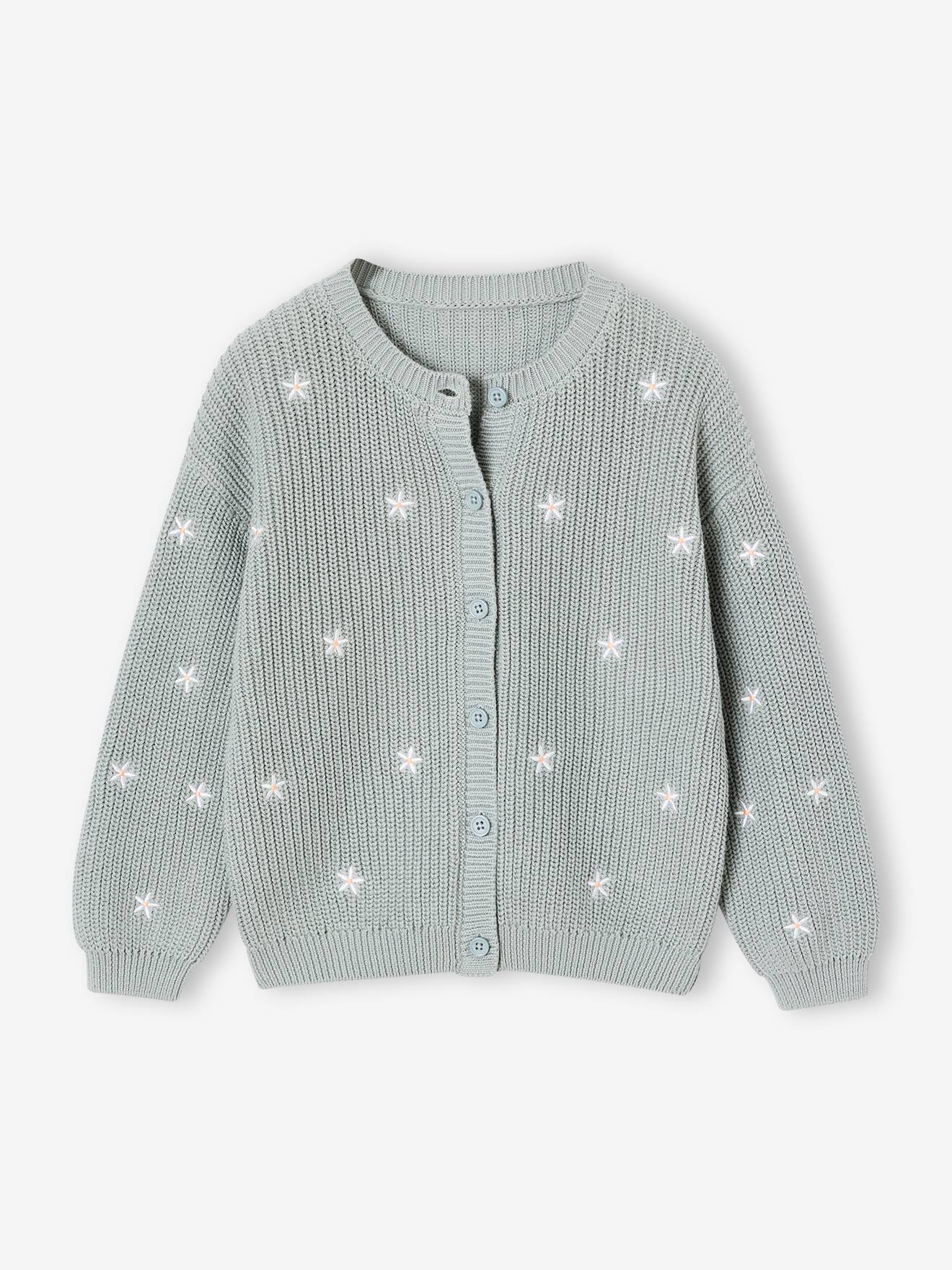 Mädchen Strickjacke mit kleinen Stickereien