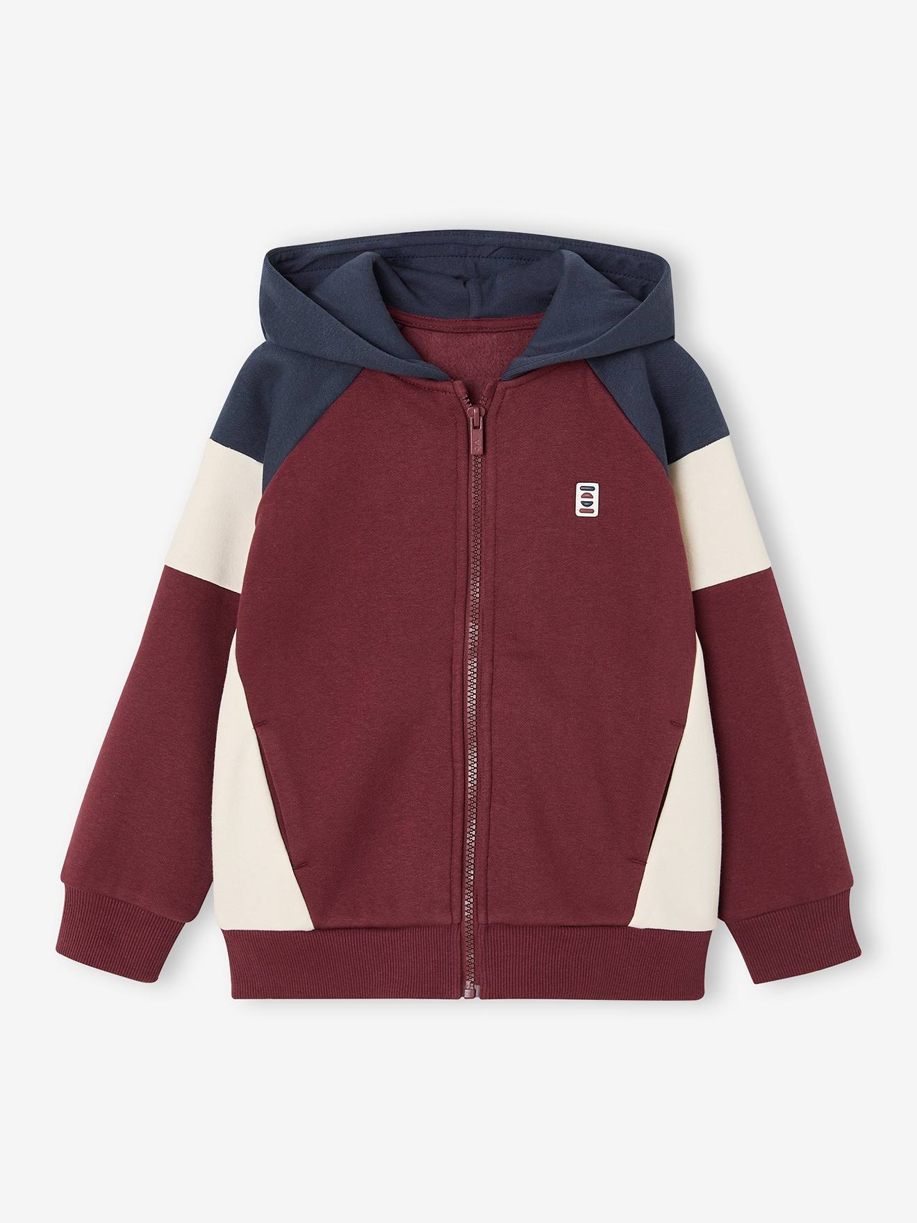 Kapuzensweatjacke Jungen im Colorblock-Look