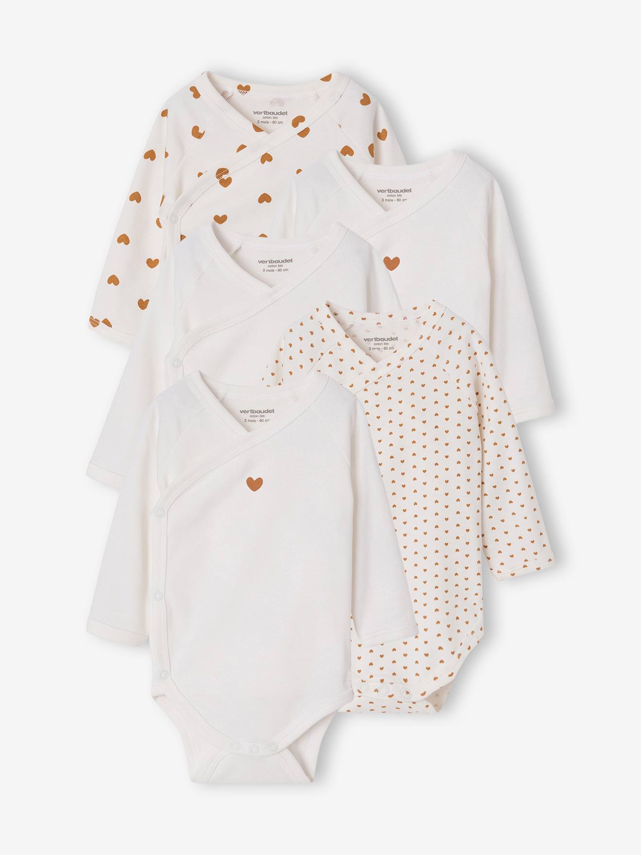 5er-Pack Baby Langarm-Bodys mit Herzen