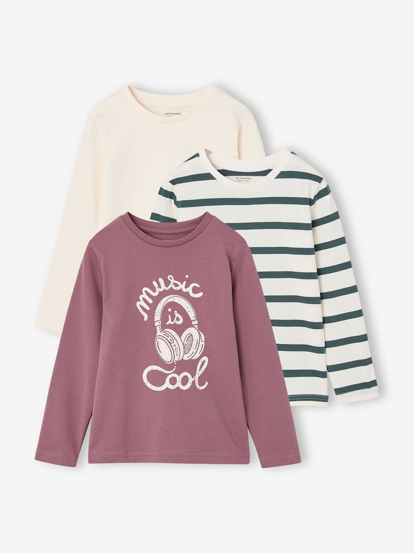 3er-Pack Shirts Jungen BASIC lila