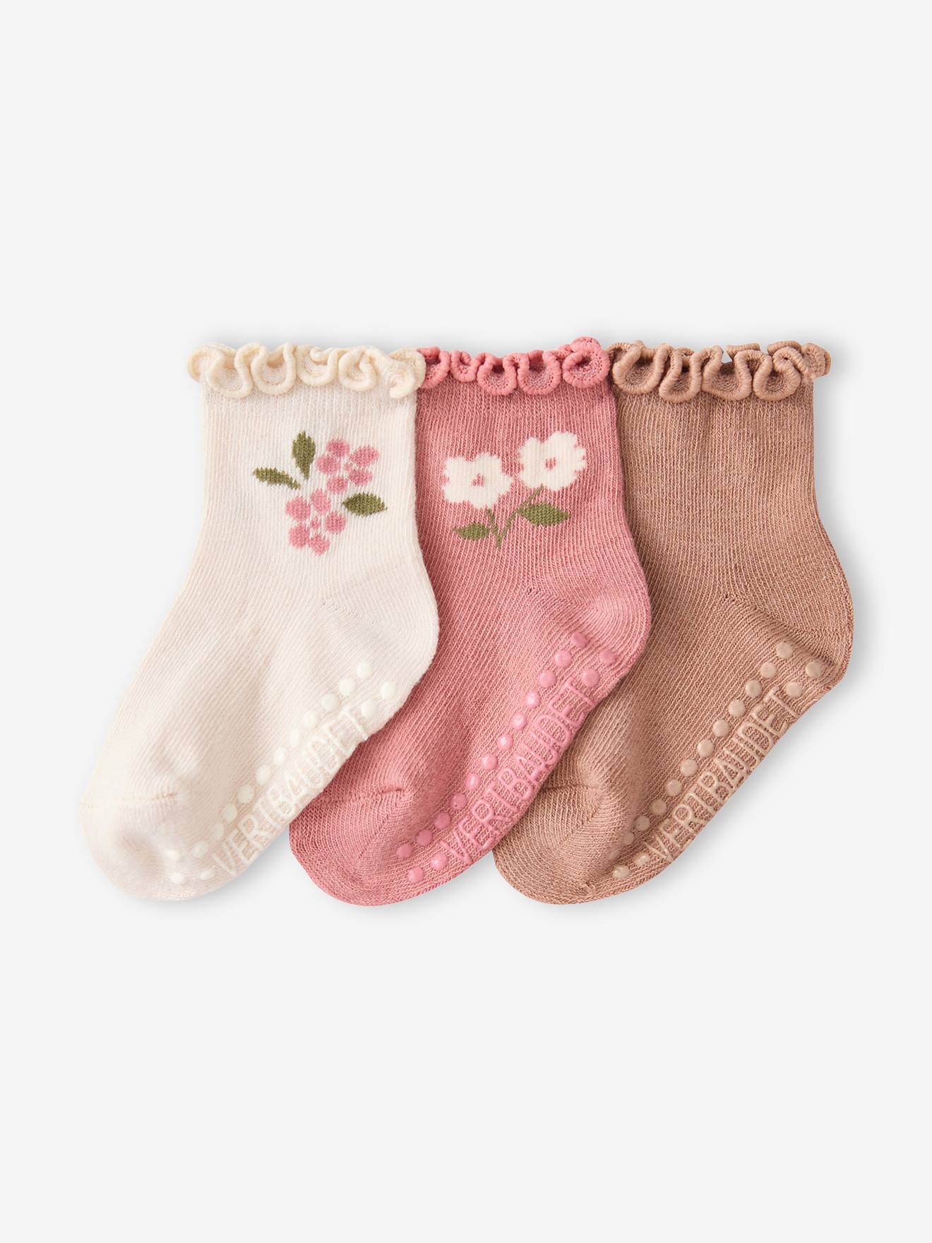 3er-Pack Baby Socken mit Rüschenkante