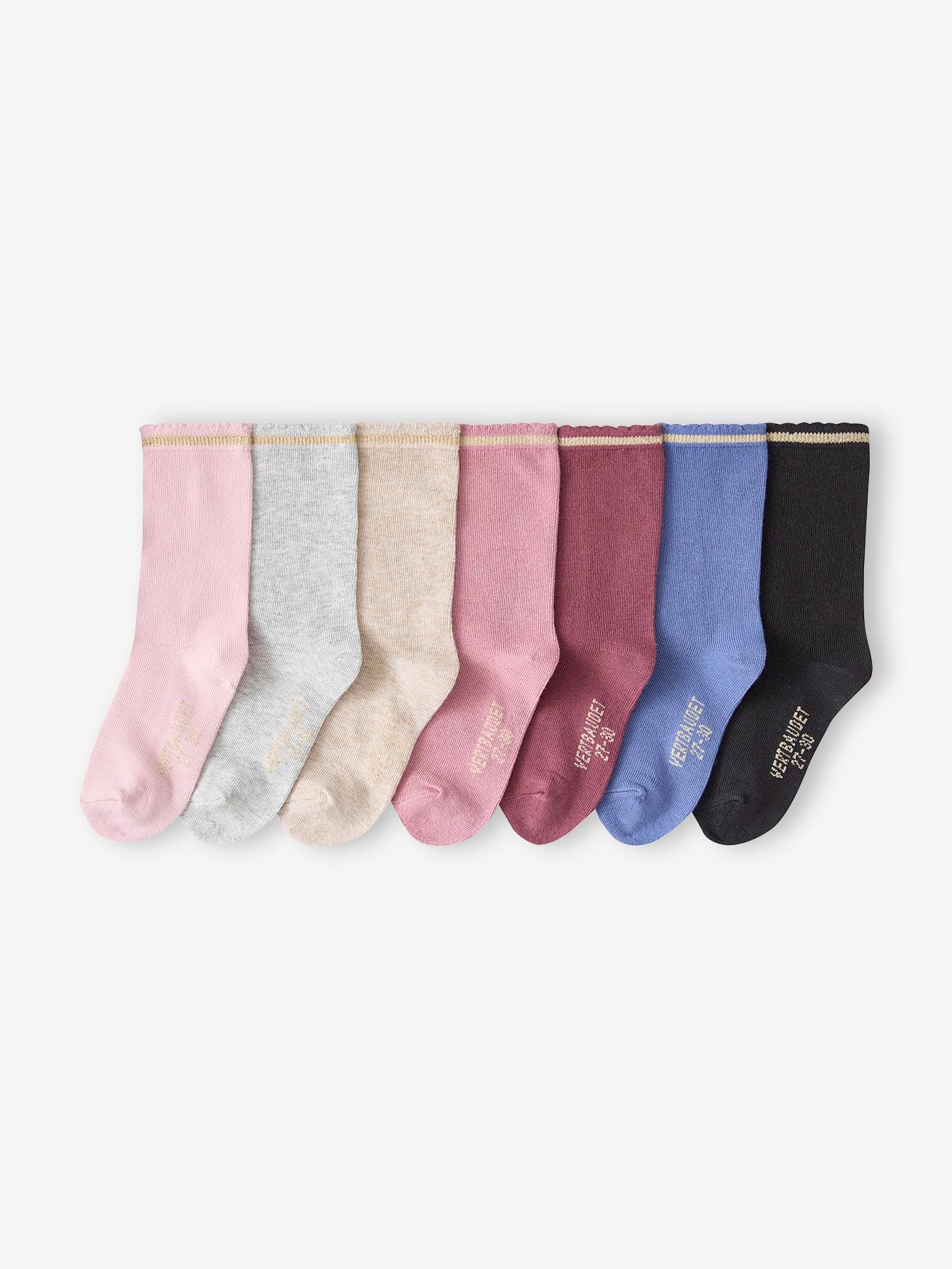 7er-Pack Kinder Socken mit Glitzerstreifen