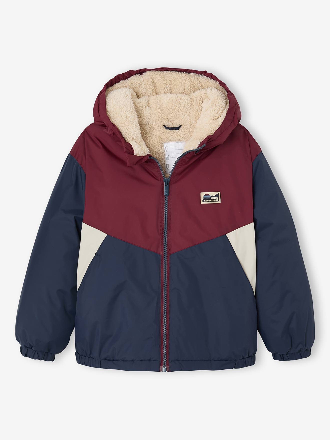 Übergangsjacke mit Kapuze und Teddyfleece-Futter Colorblock