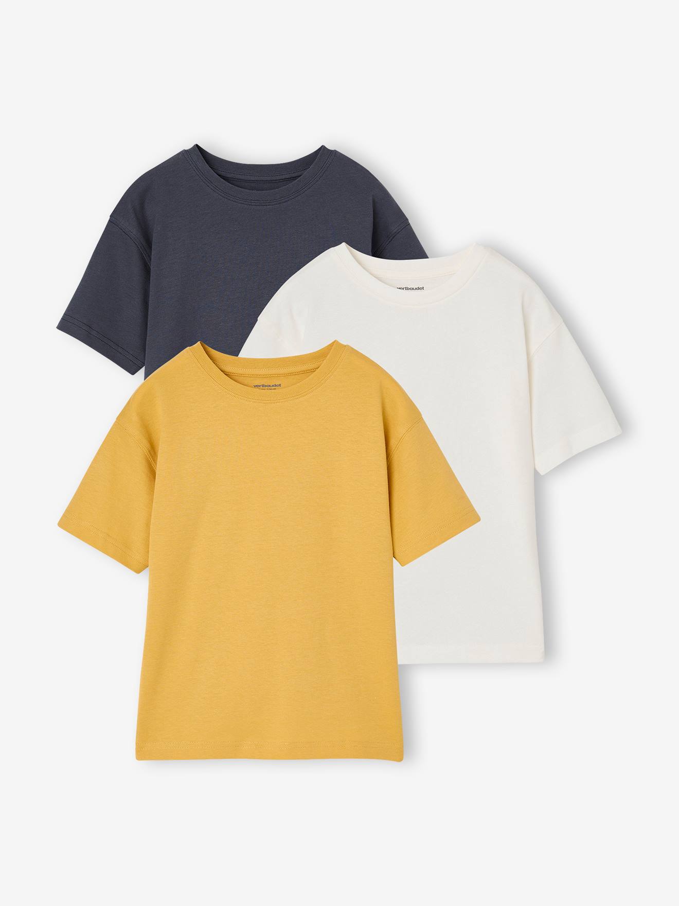 3er-Pack T-Shirts Kinder BASIC ocker