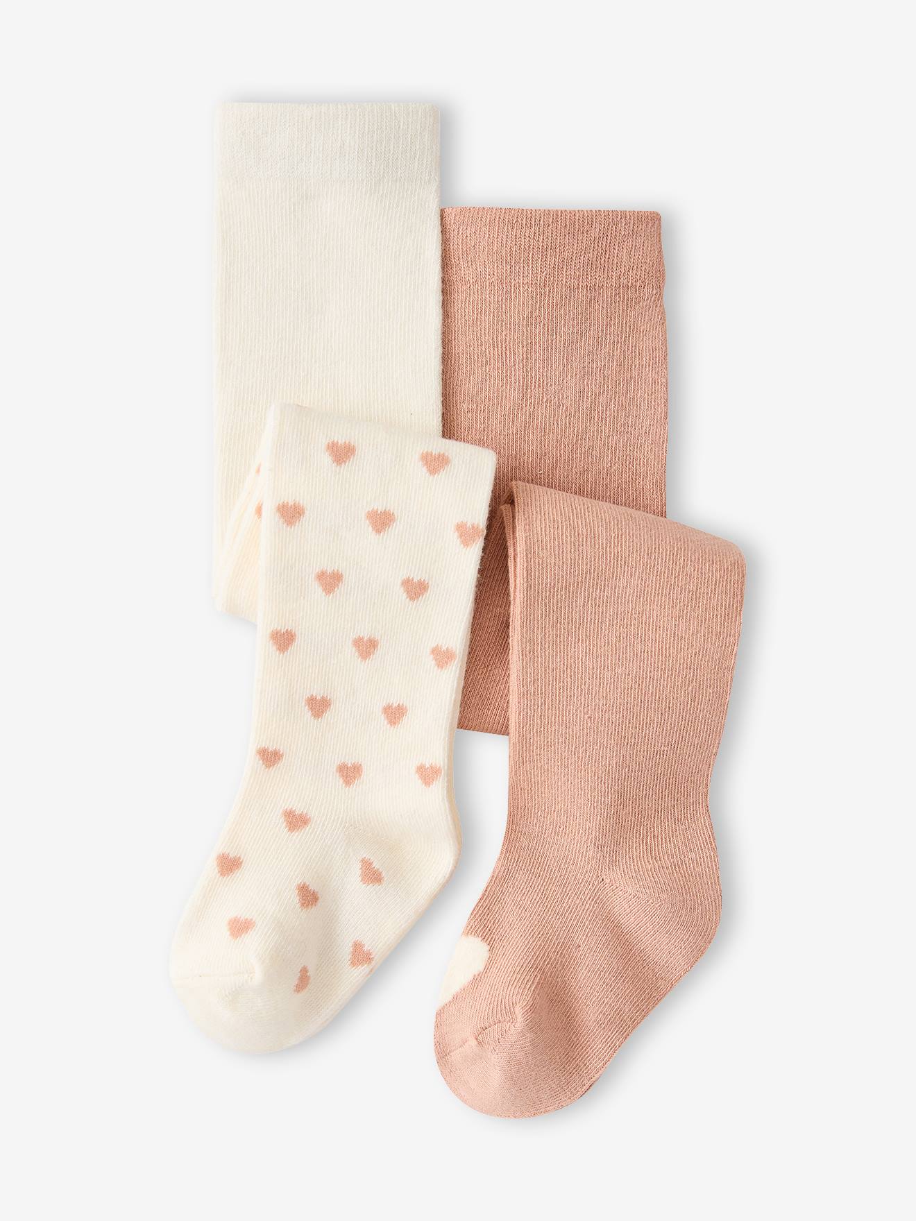 2er-Pack Mädchen Baby Strumpfhosen mit Herzen