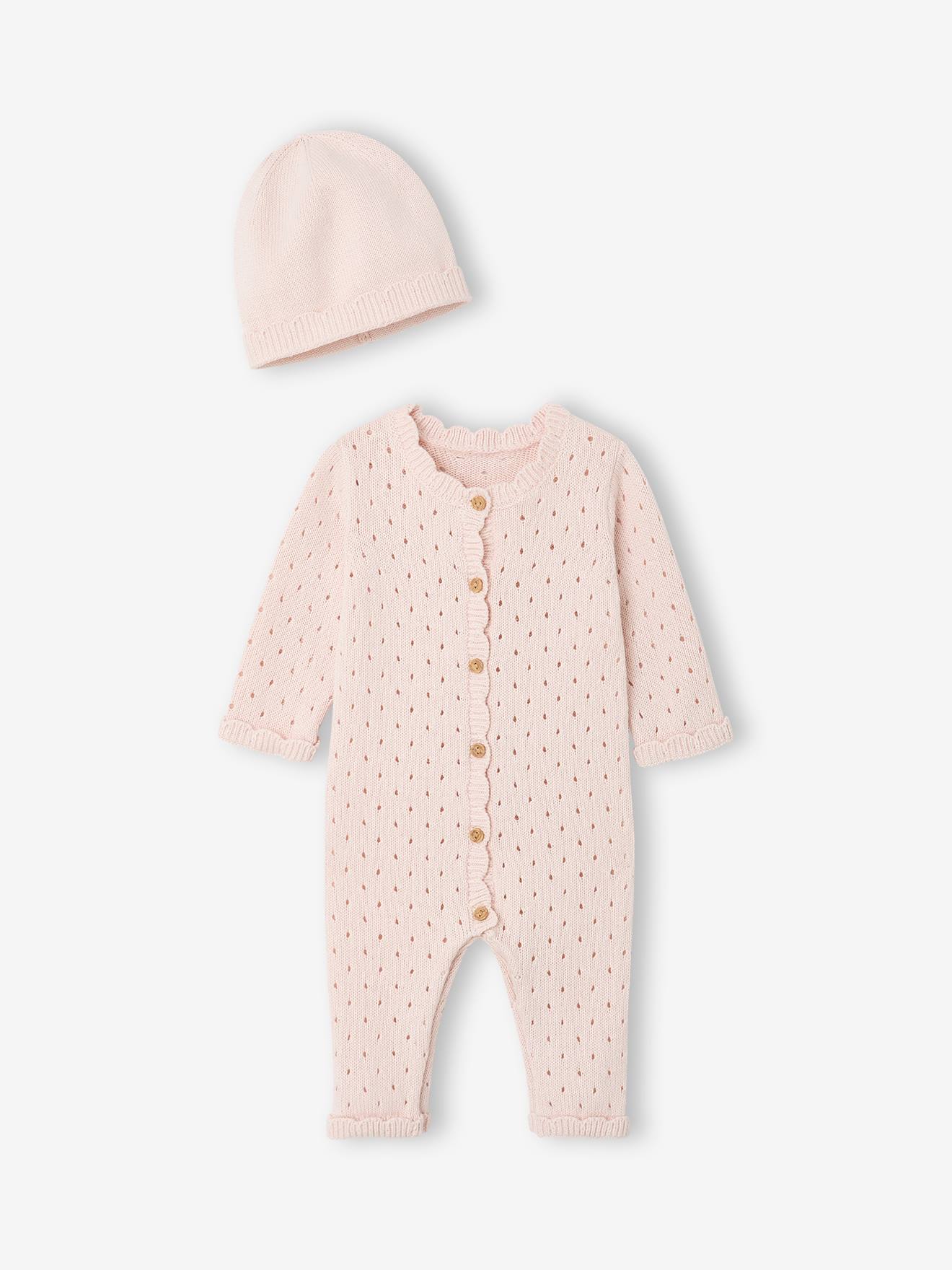 Baby-Set mit Strickoverall und Mütze