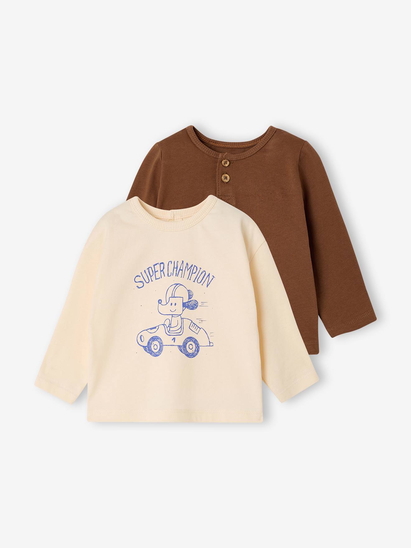 2er-Pack Shirts Baby personalisierbar kakao
