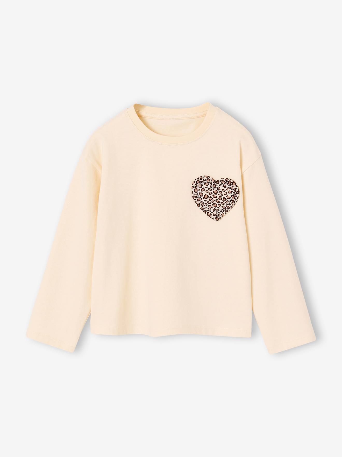 Shirt mit Herz-Applikation Mädchen vanille/herz-leo