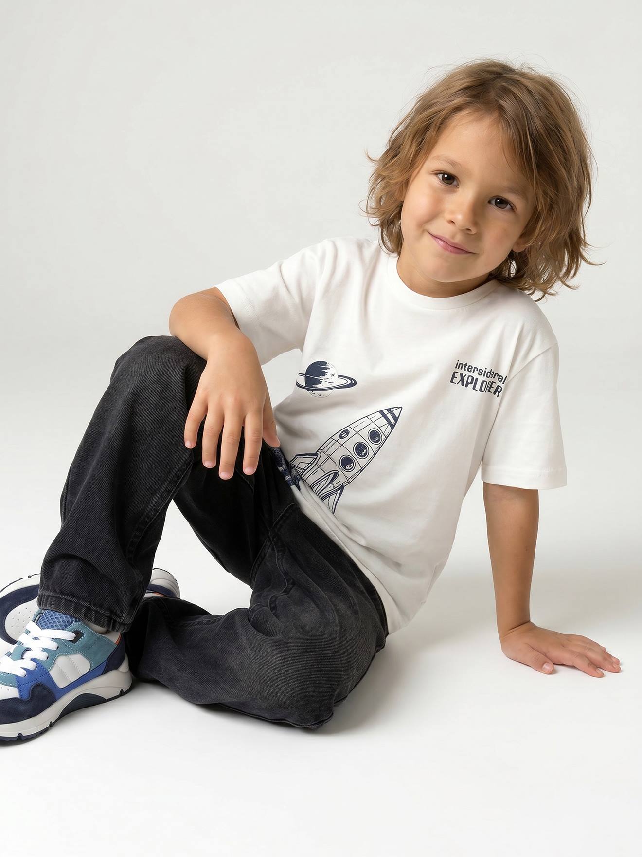 T-Shirt mit Raketen-Motiv Jungen BASIC