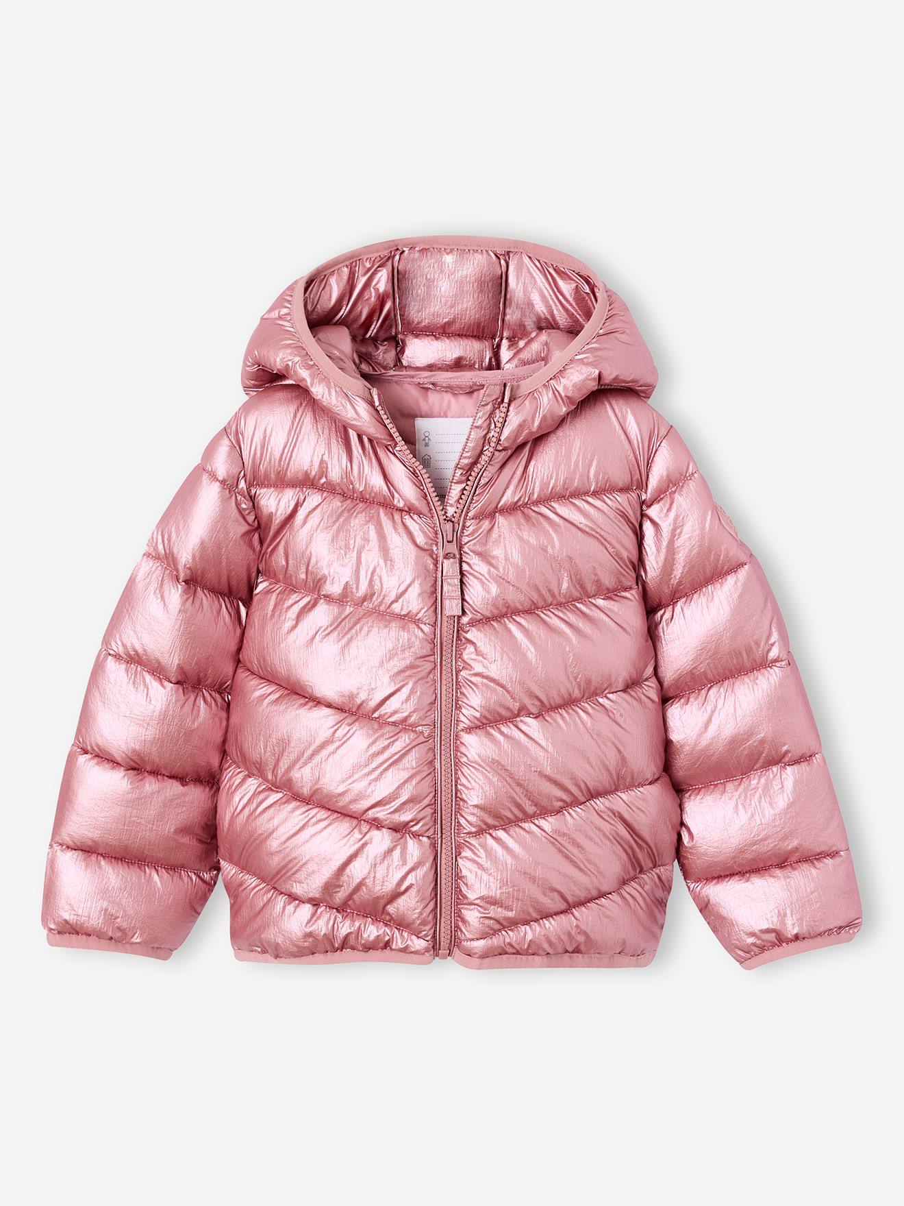 Glänzende Steppjacke mit Kapuze Mädchen