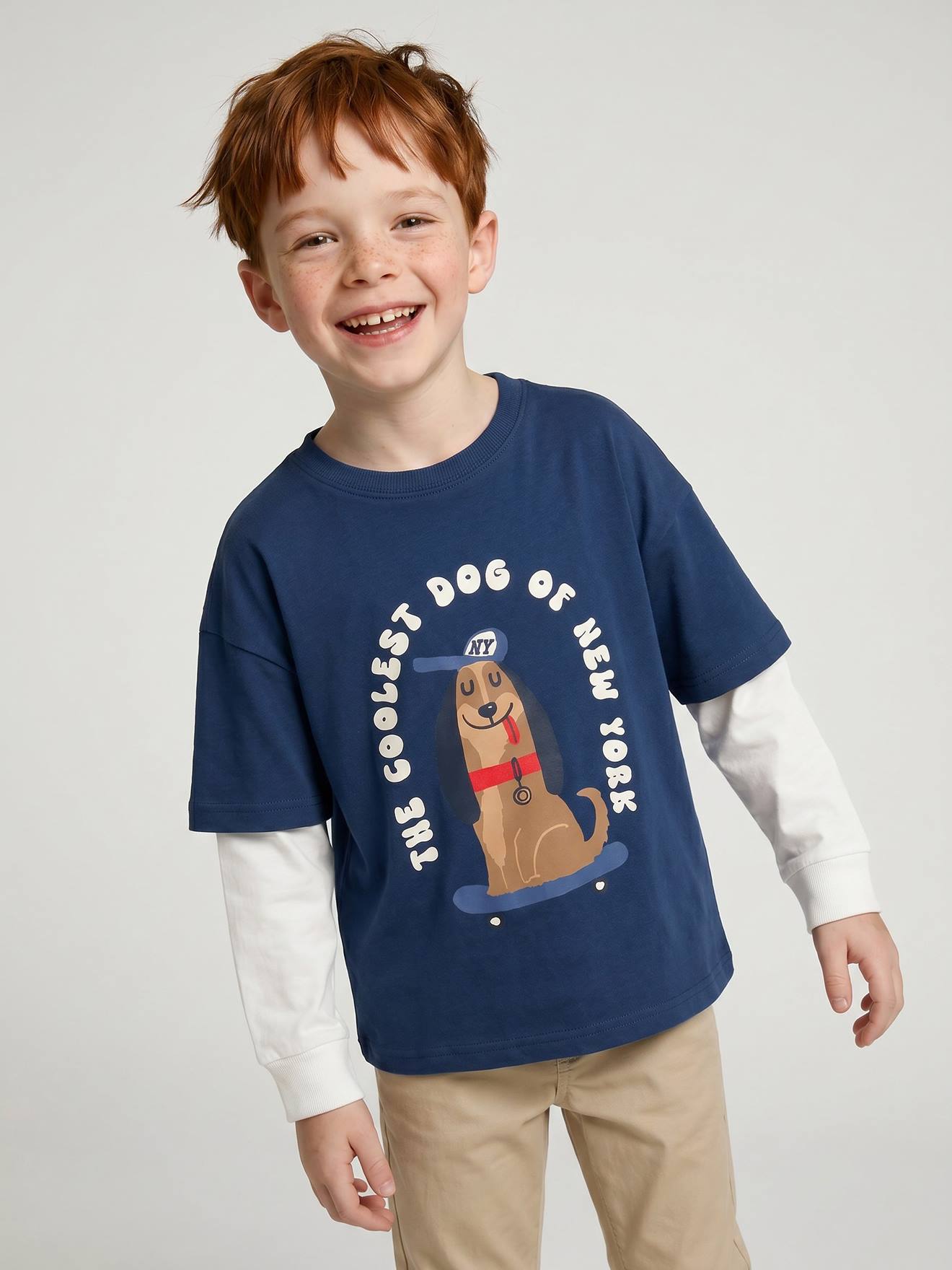 Shirt Lagenlook Jungen mit Frontprint