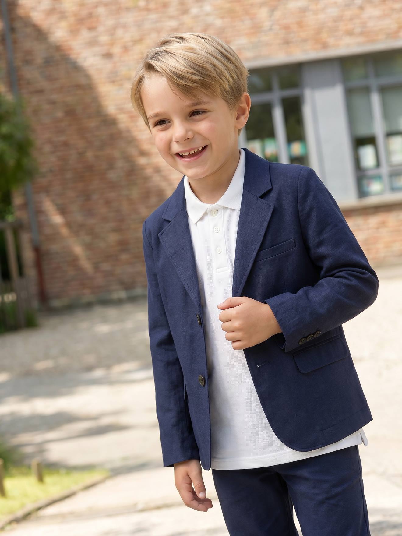 Jungen Poloshirt mit Hai-Stickerei