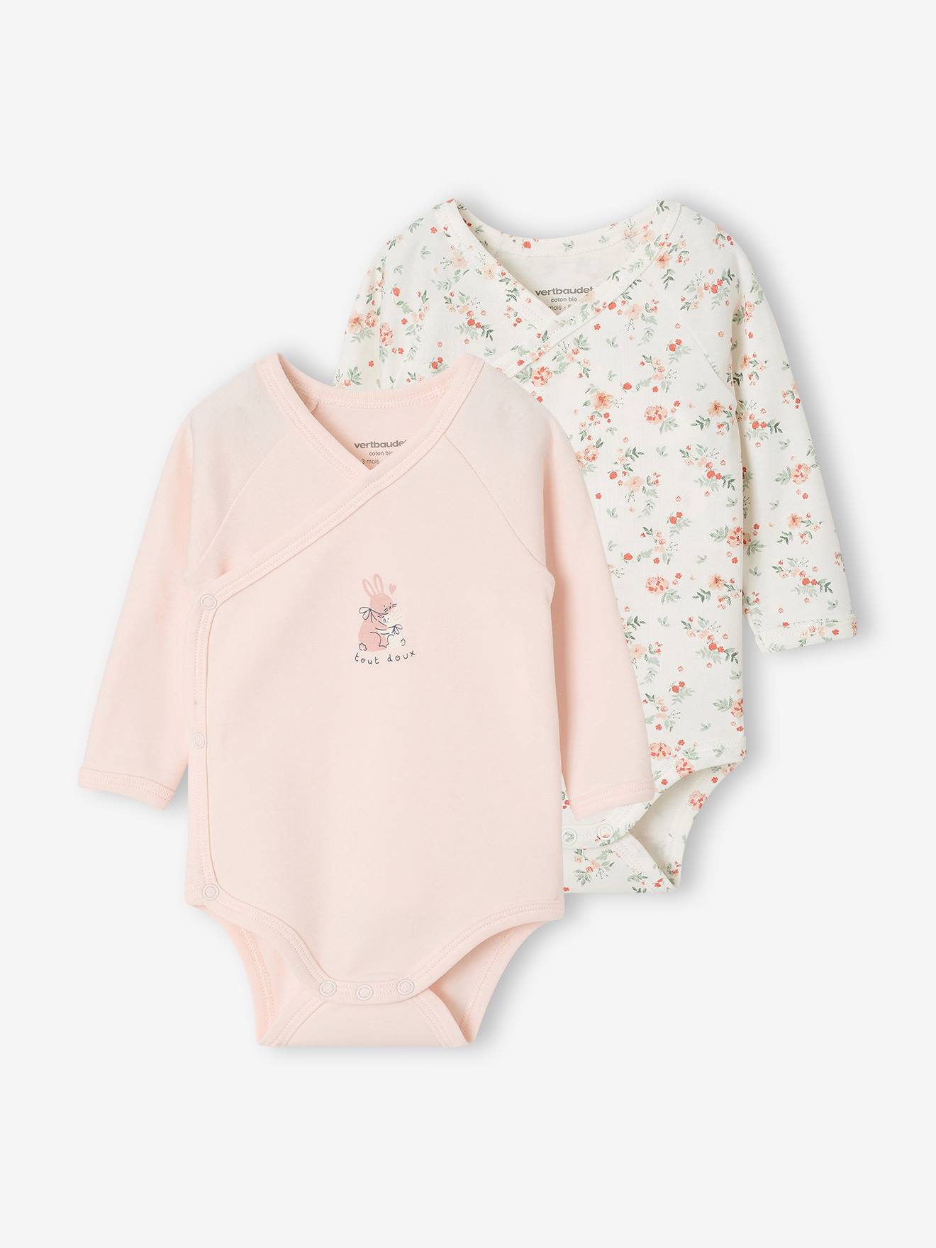 2er-Pack Baby Wickelbodys langarm hell