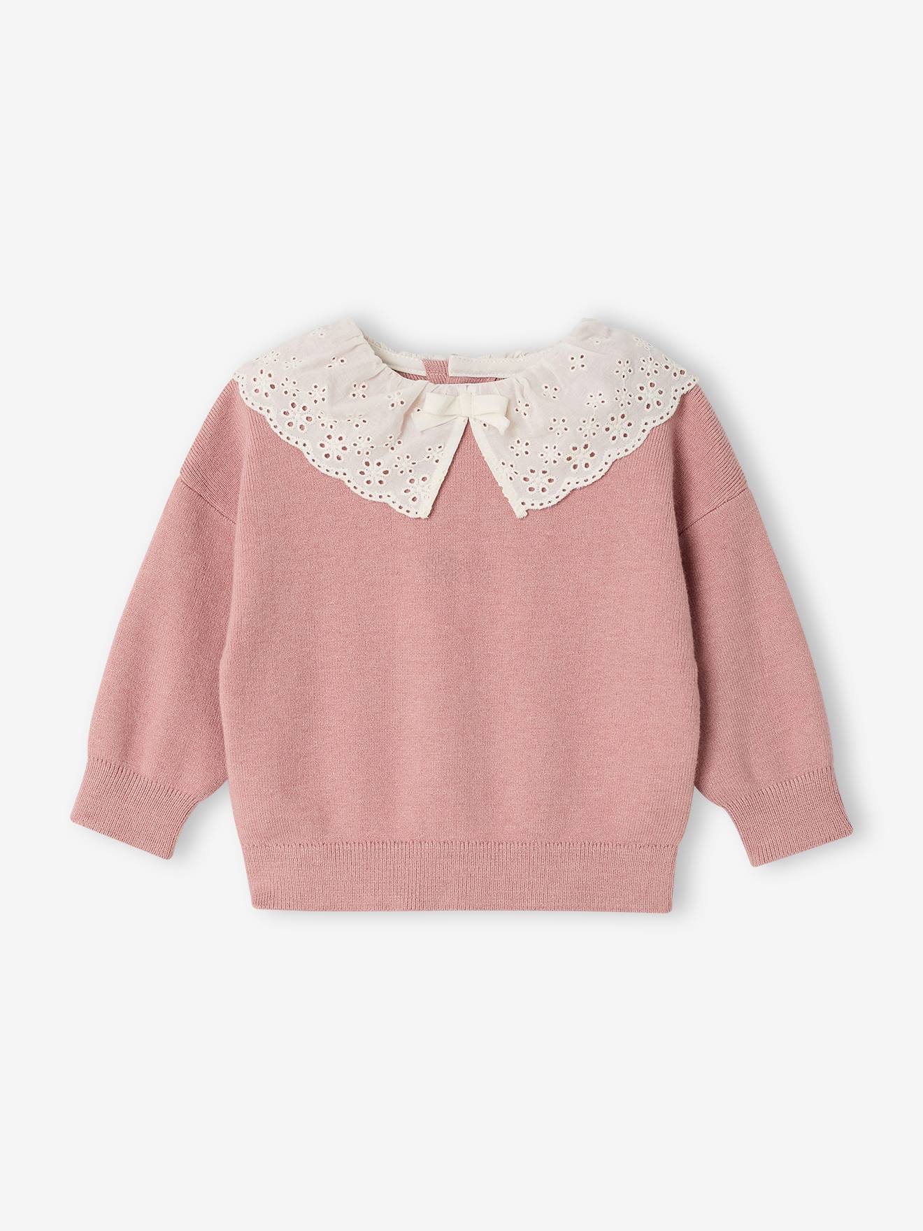 Baby Pullover mit Spitzenkragen personalisierbar