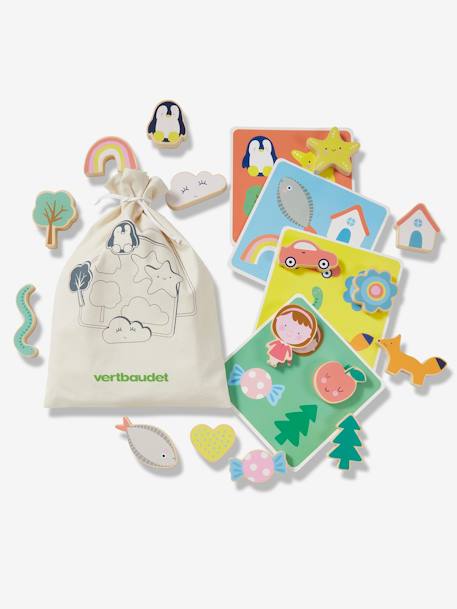 Vertbaudet Kinder Fuhl Memory Aus Holz In Mehrfarbig