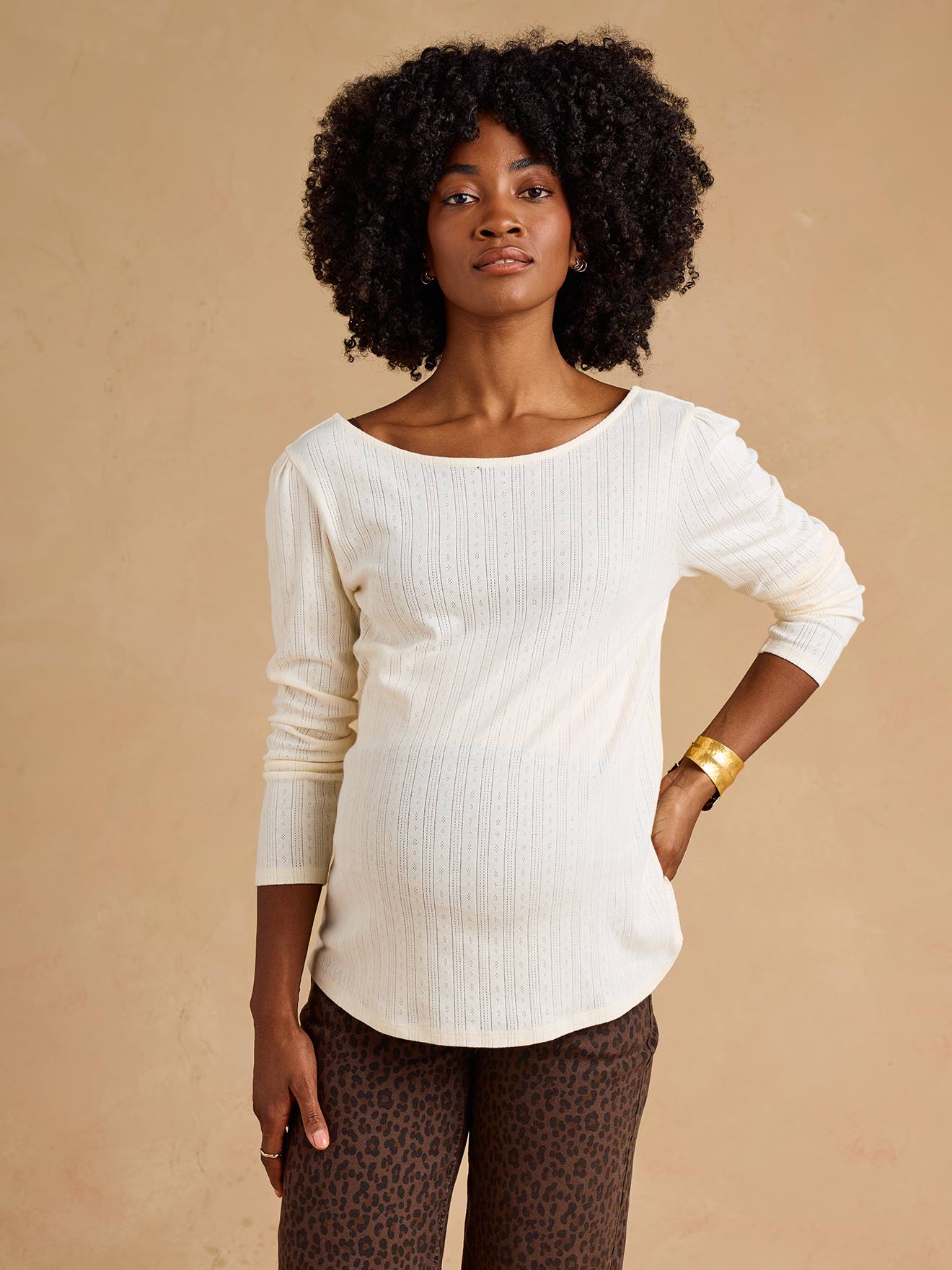 Umstandsshirt aus Pointelle-Jersey mit U-Boot-Ausschnitt ENVIE DE FRAISE